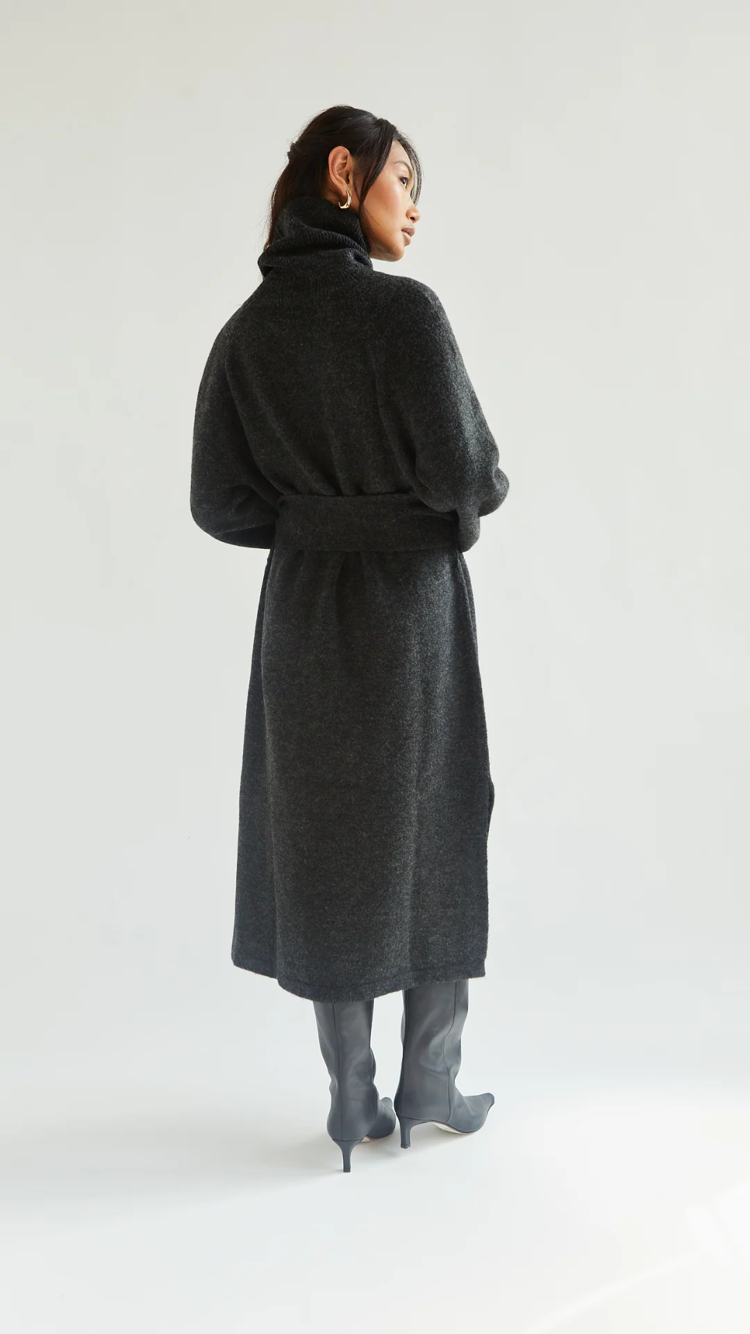 Abbie Knitted Dress - Black Melange - Image 8