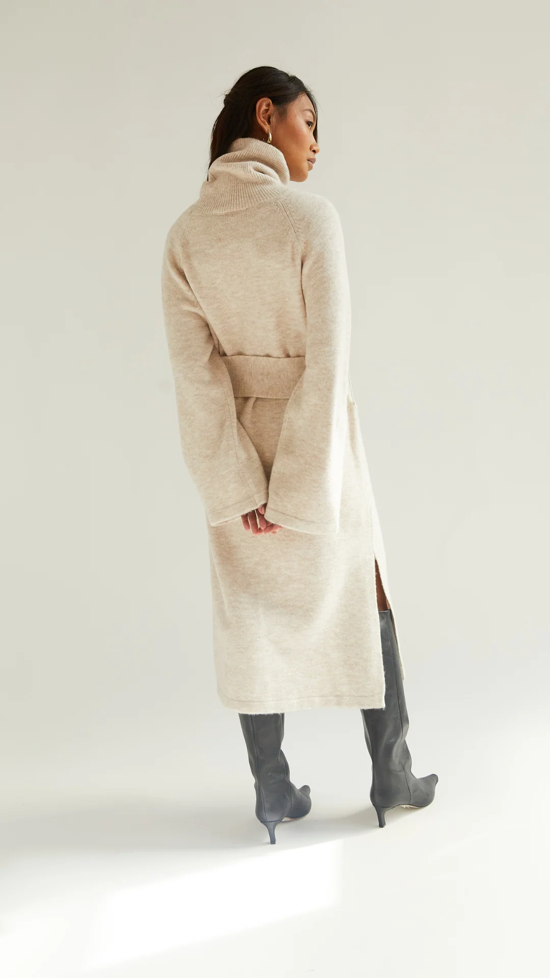 Abbie Knitted Dress - Sand - Image 11
