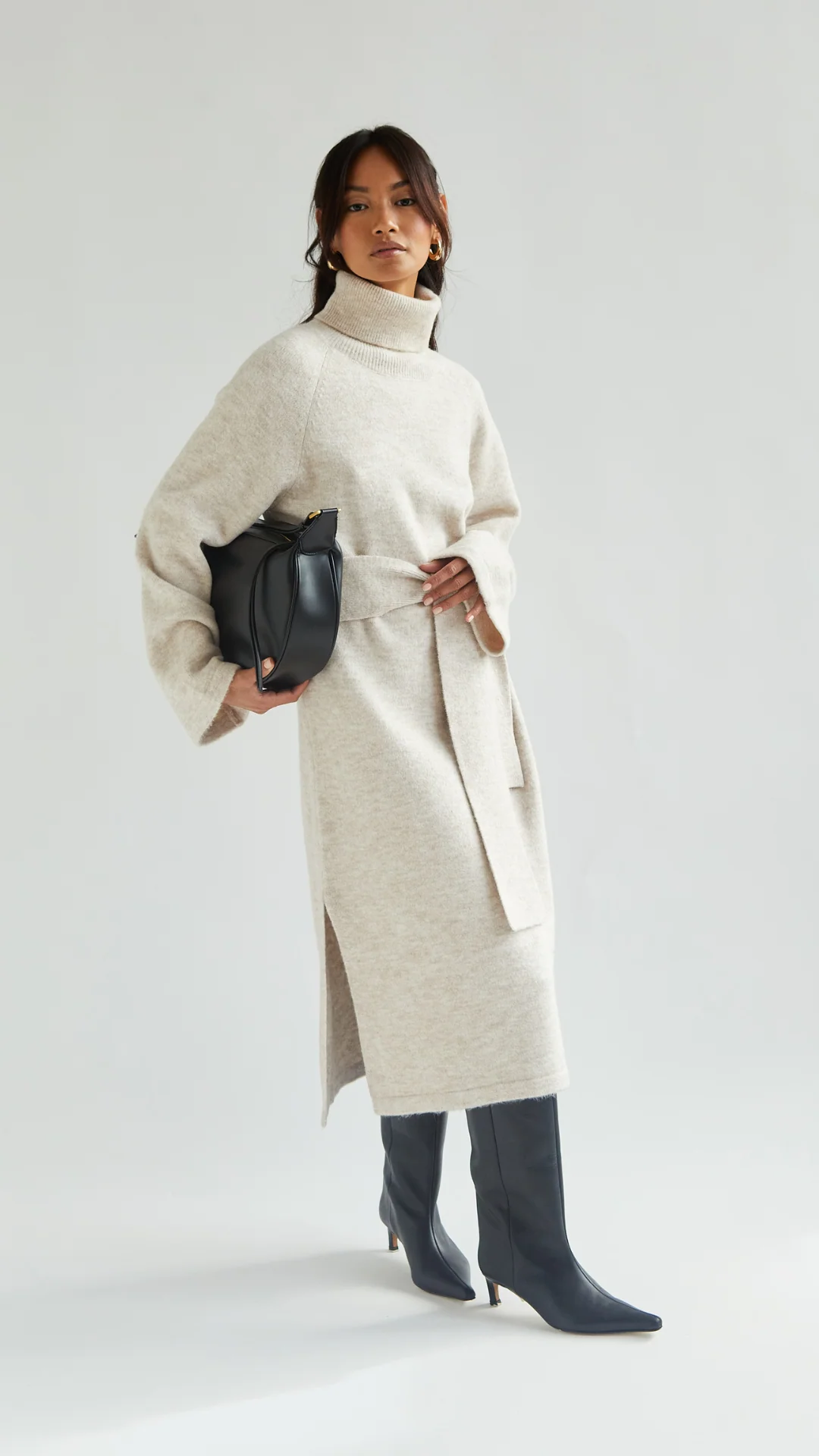 Abbie Knitted Dress - Sand - Image 3