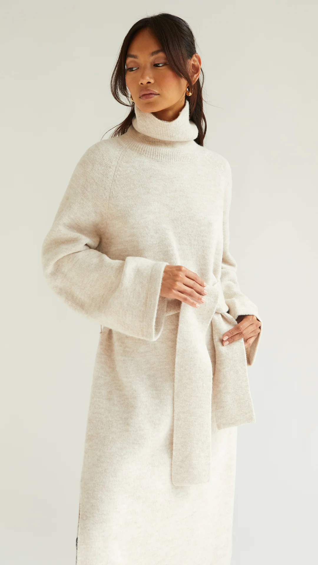 Abbie Knitted Dress - Sand - Image 7