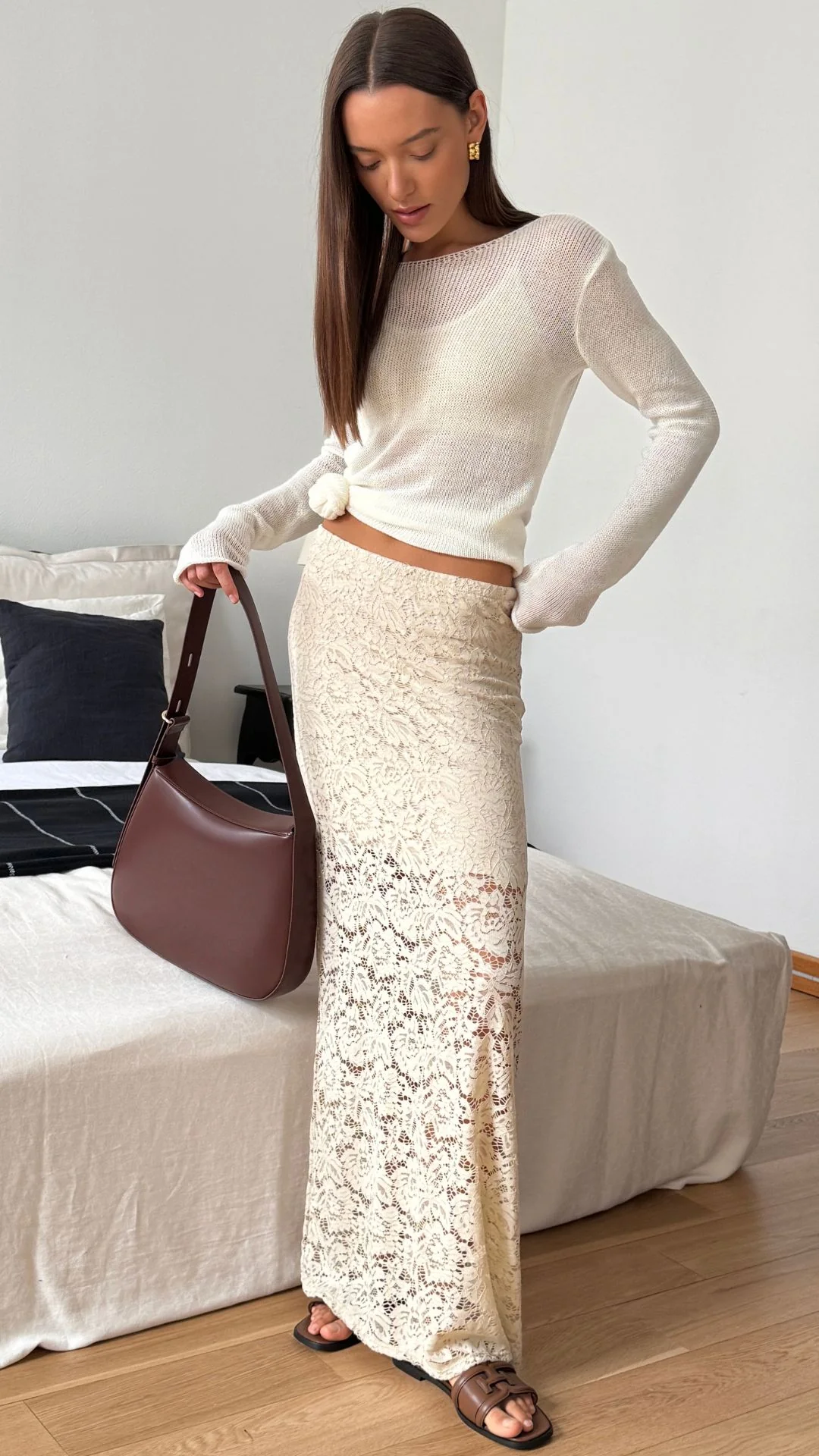 Alba Lace Skirt - Sand - Image 8