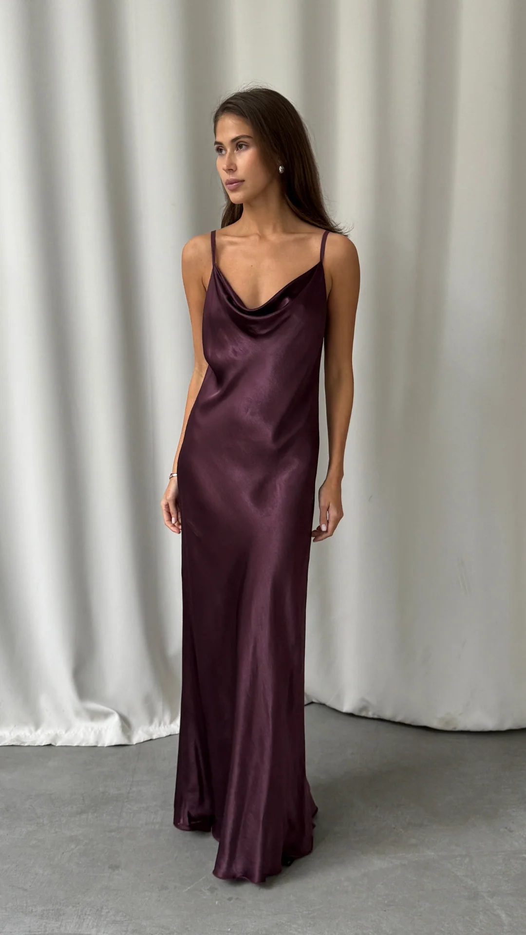 Alena Satin Dress - Burgundy - Image 11