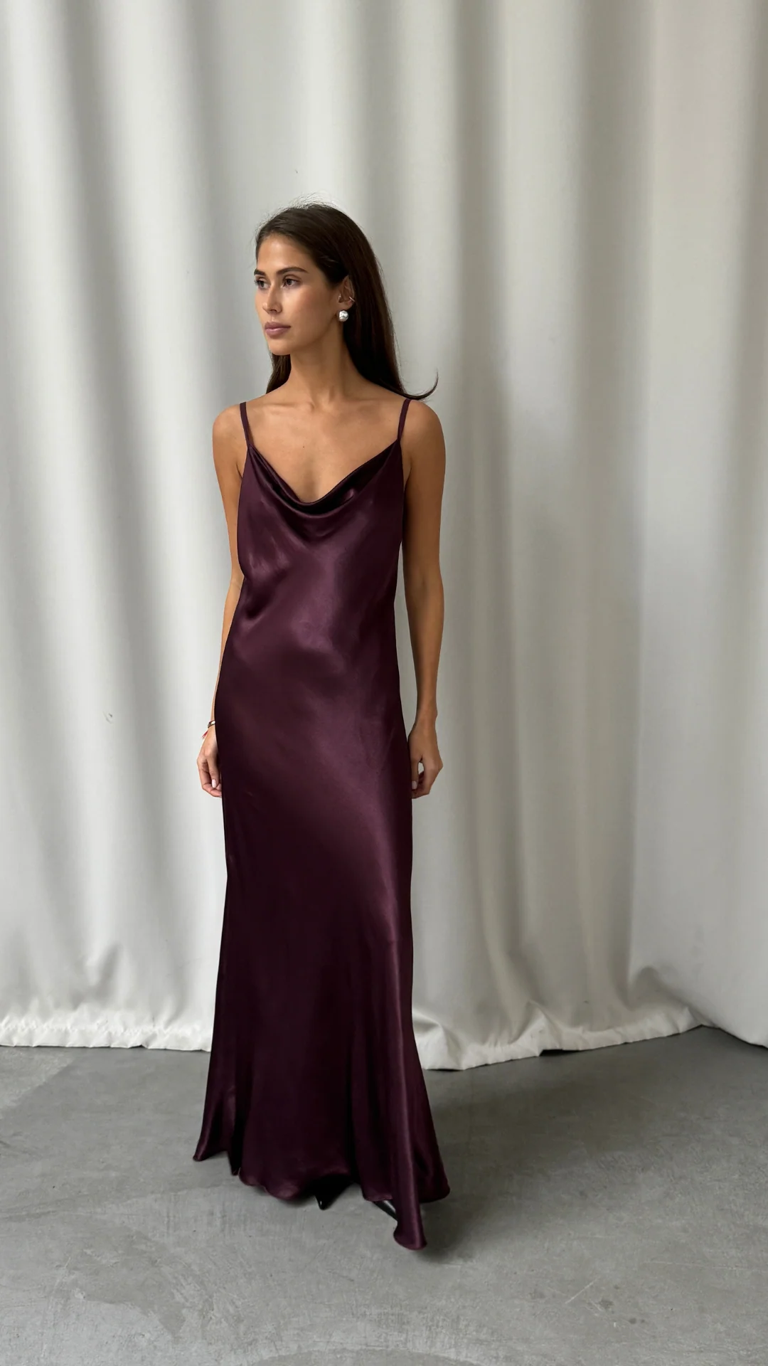 Alena Satin Dress - Burgundy - Image 4