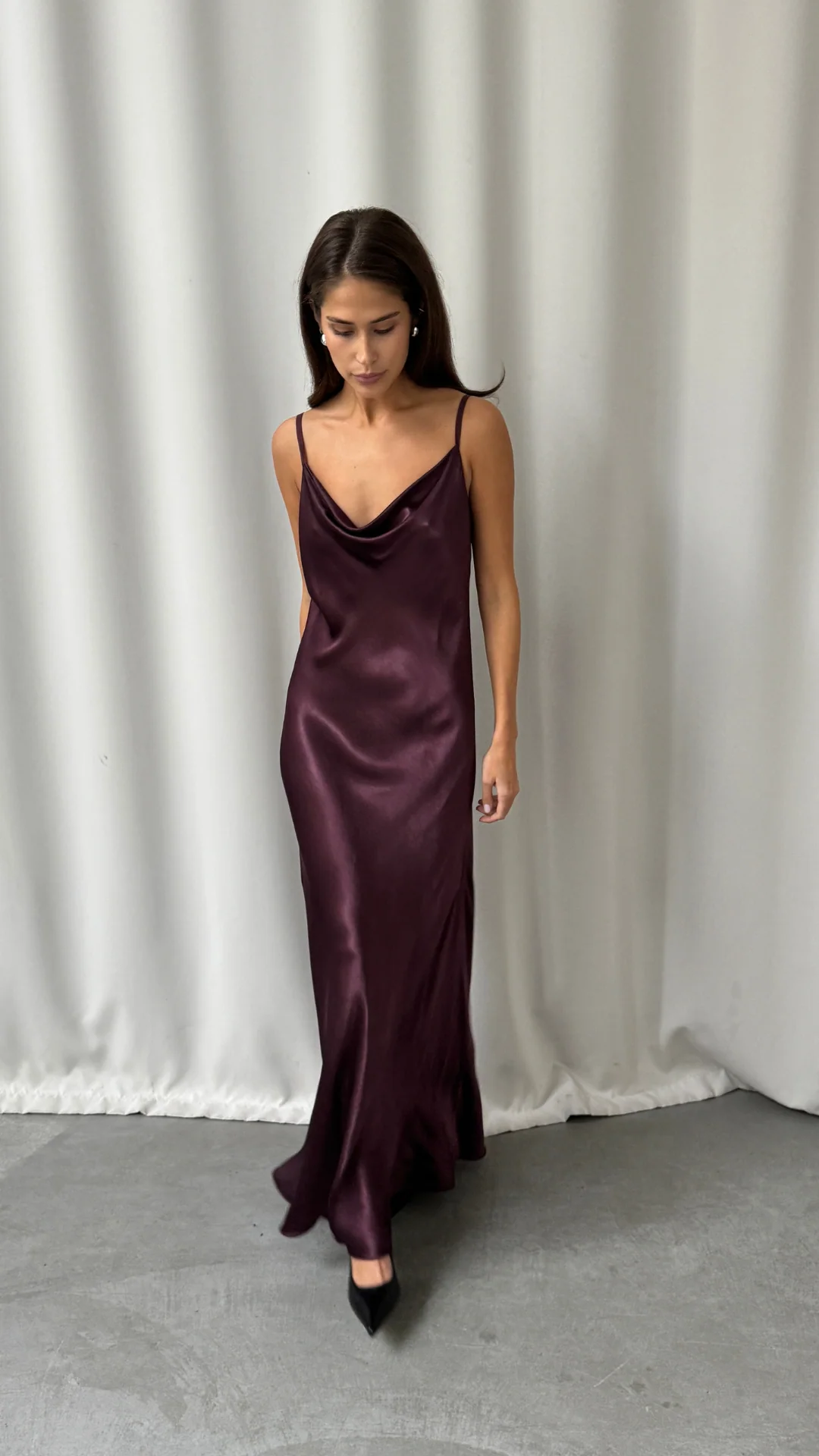 Alena Satin Dress - Burgundy - Image 6
