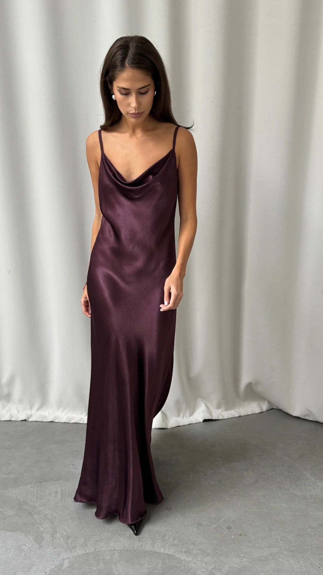 Alena Satin Dress - Burgundy - Image 7