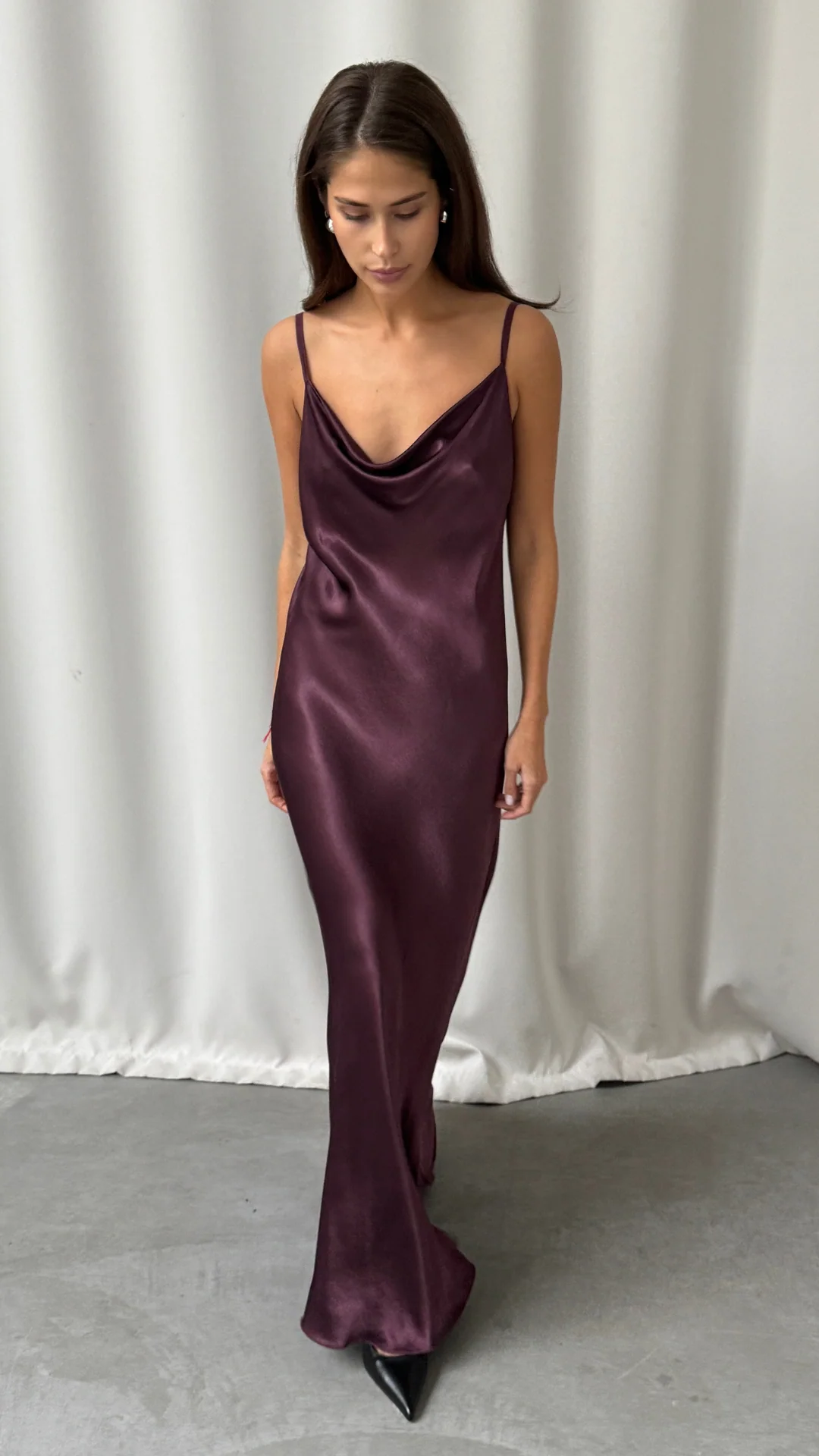 Alena Satin Dress - Burgundy - Image 8