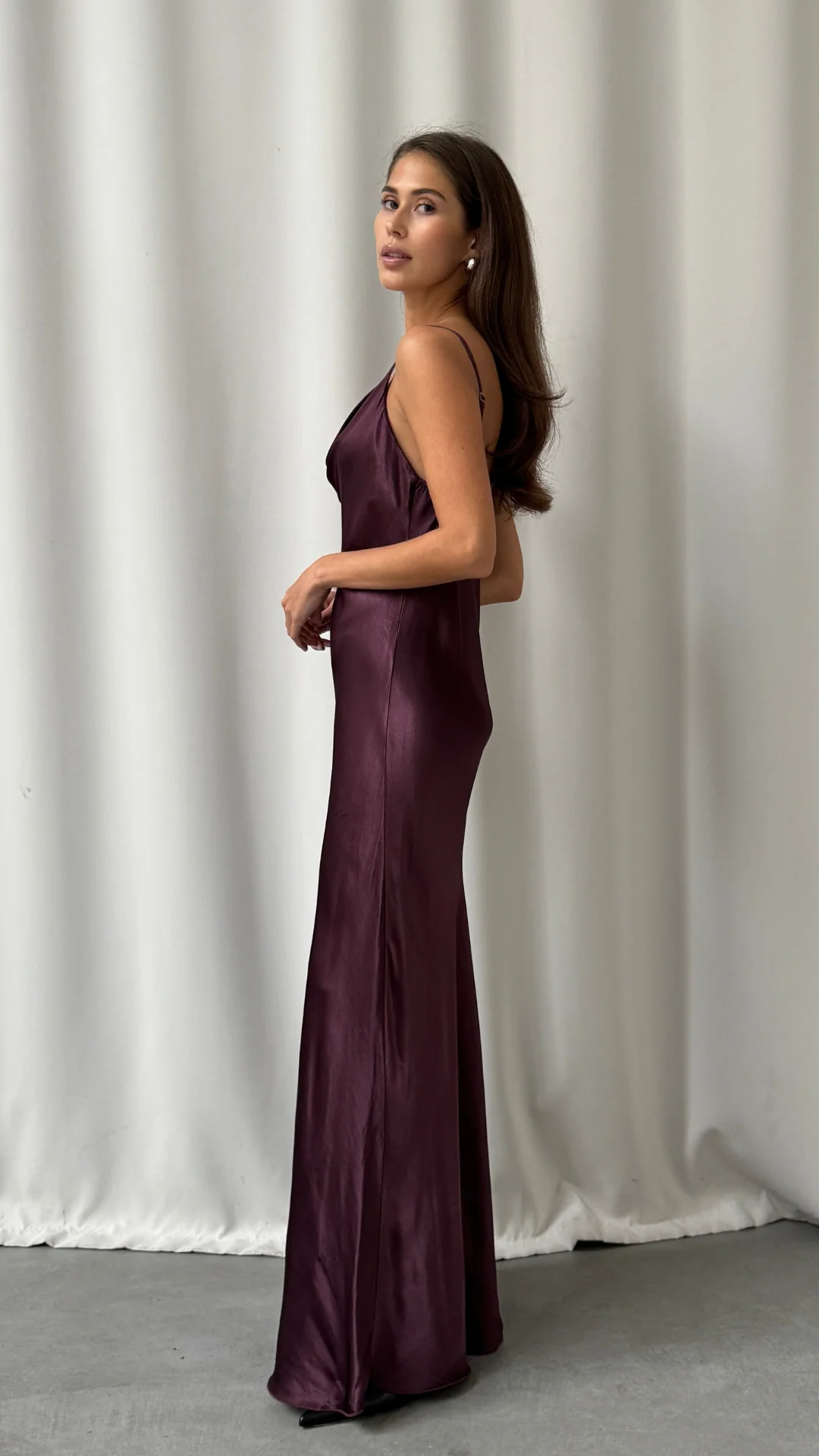 Alena Satin Dress - Burgundy - Image 9