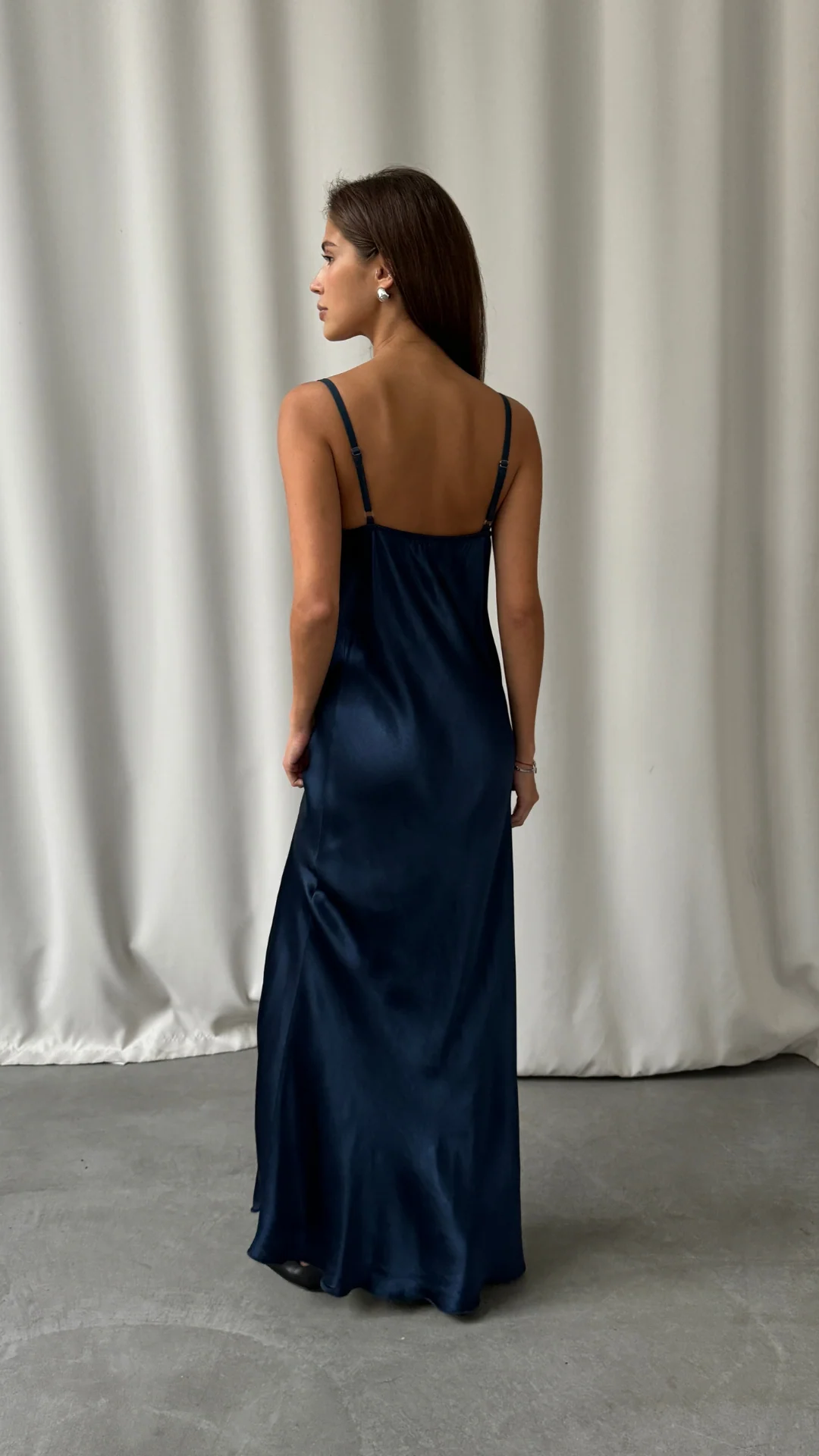 Alena Satin Dress - Deep Navy - Image 7