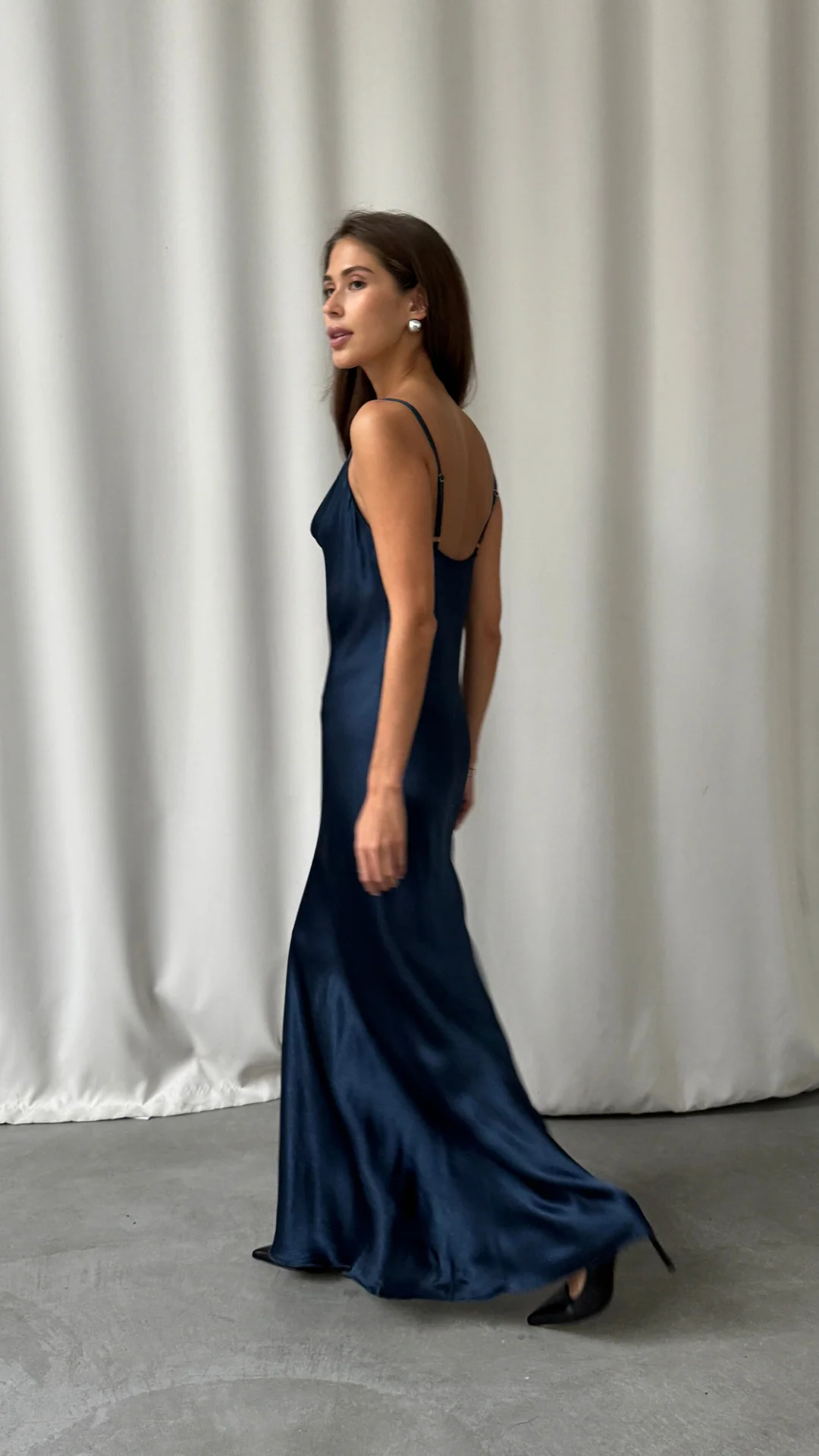 Alena Satin Dress - Deep Navy - Image 9