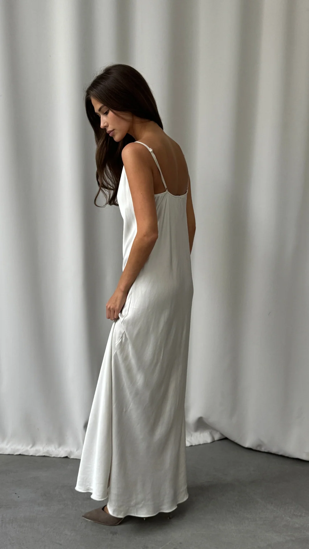 Alena Satin Dress - Pearl - Image 10