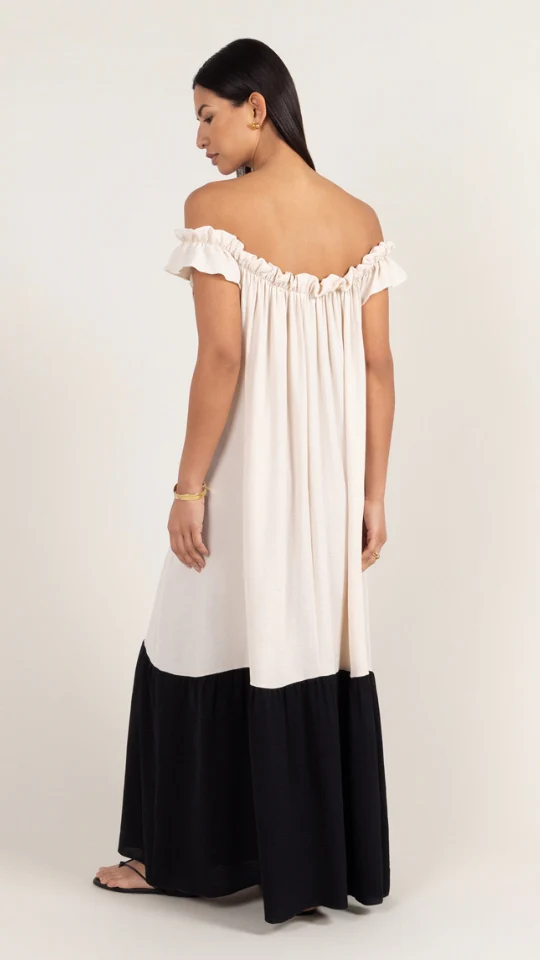 Alessia Contrast Dress - Ivory/ Black - Image 4