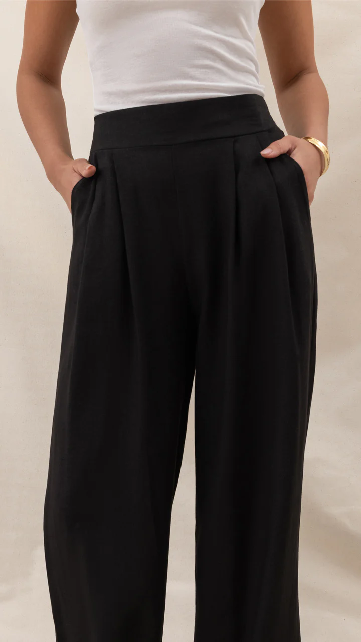 Alexis Linen Trousers - Black - Image 5