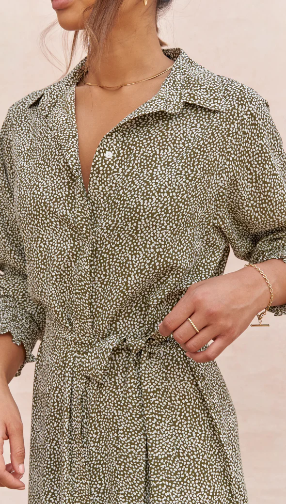 Alina Shirt Dress - Khaki Print - Image 3