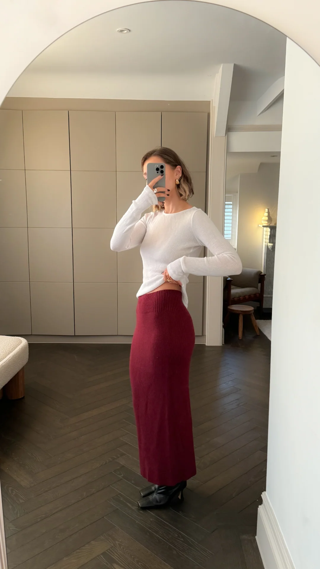 Alma Pencil Skirt - Dark Cherry - Image 16