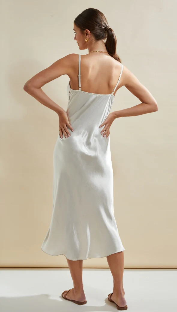 Iris Satin Dress - Pearl - Image 4