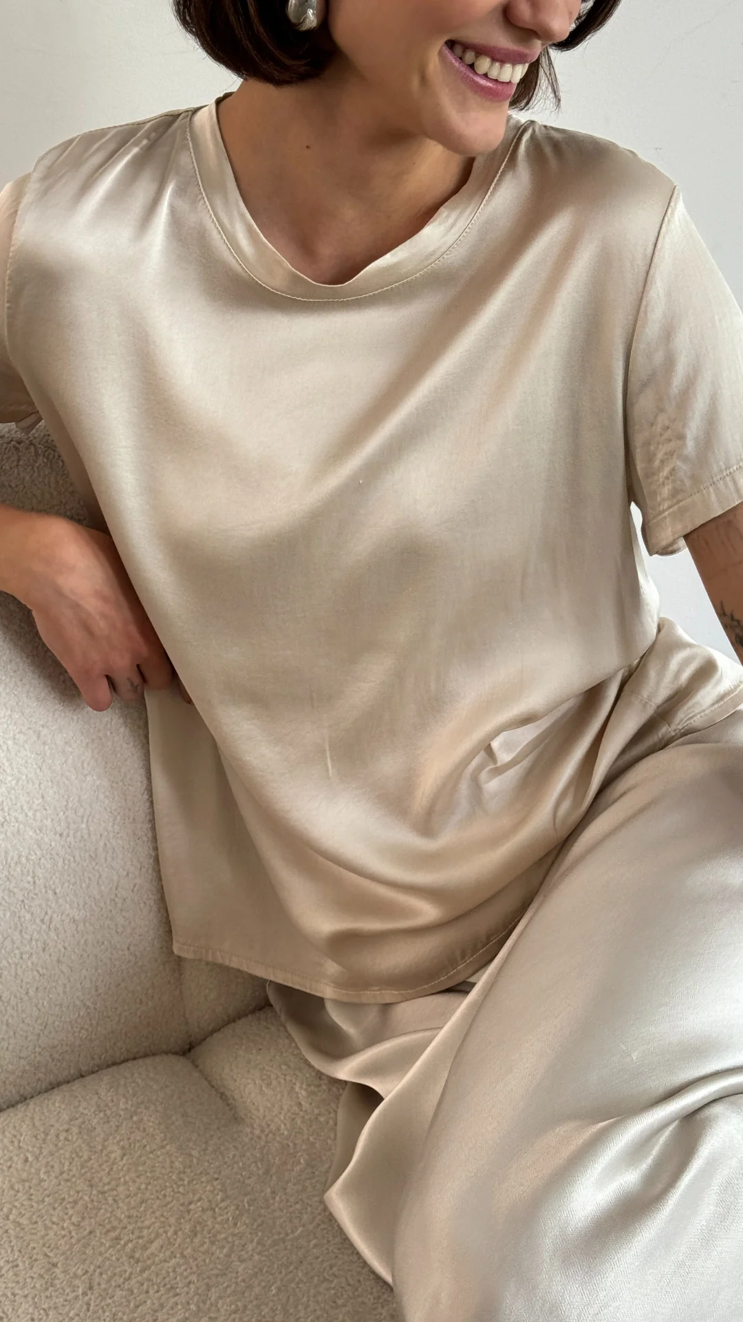 Bree Satin Top - Ivory - Image 22