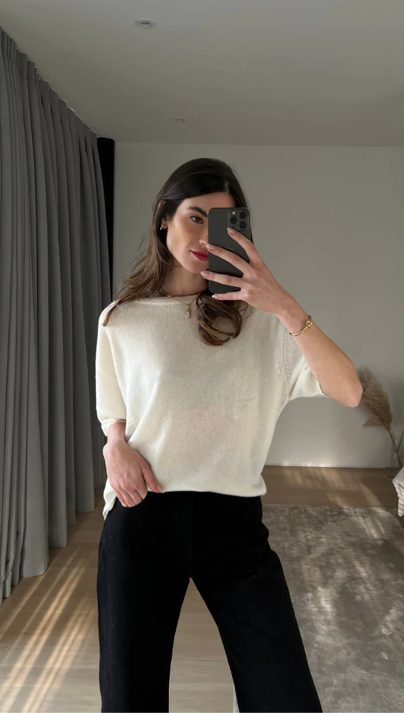 Camille Cashmere Sweater - Ivory - Image 3