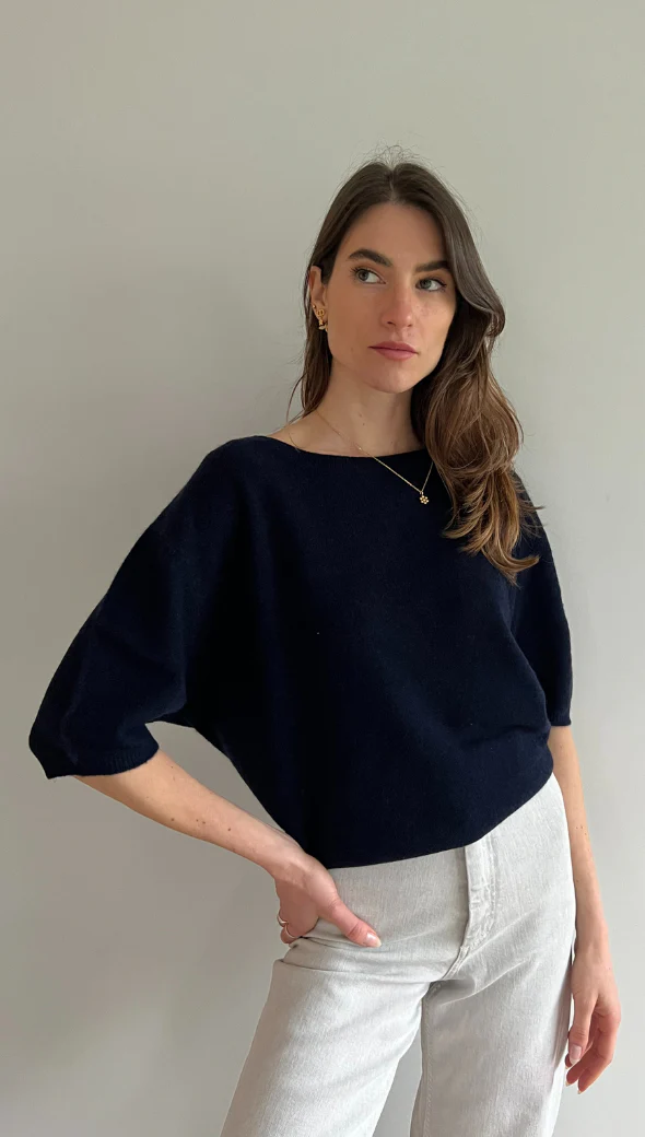 Camille Cashmere Sweater - Navy - Image 2