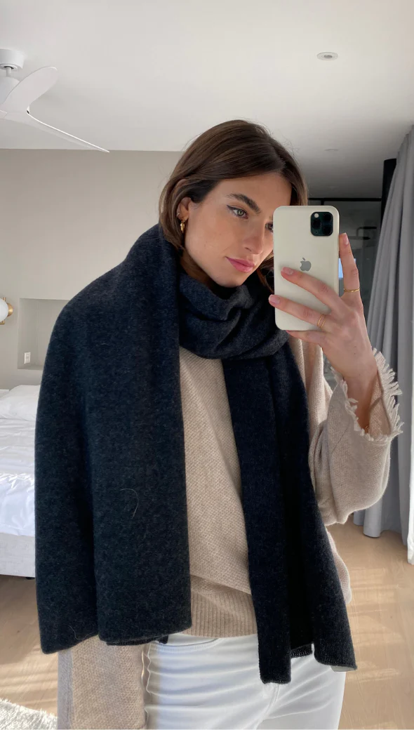 Cashmere Travel Wrap - Dark Grey Melange - Image 6