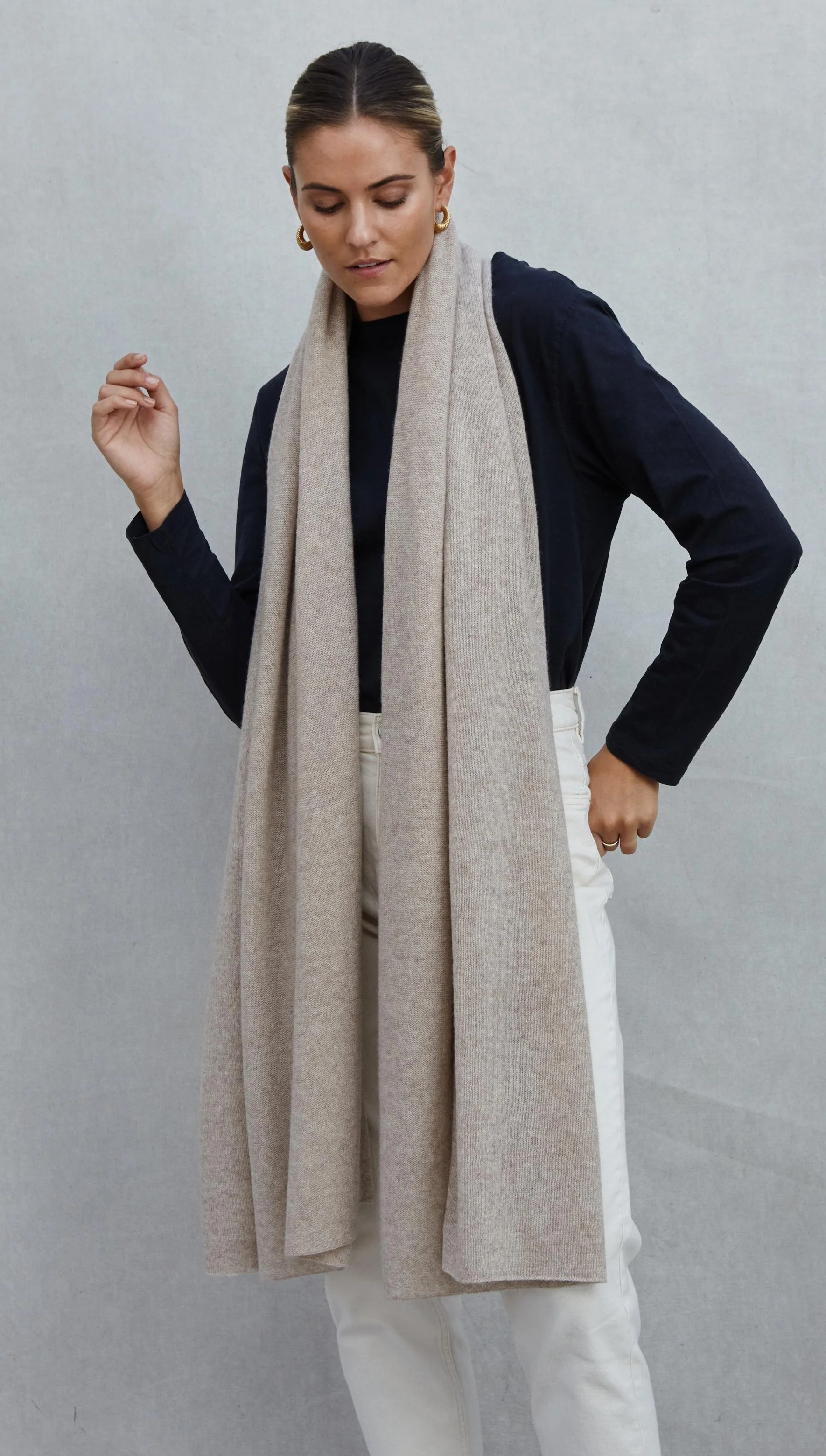 Cashmere Travel Wrap - Oatmeal - Image 15