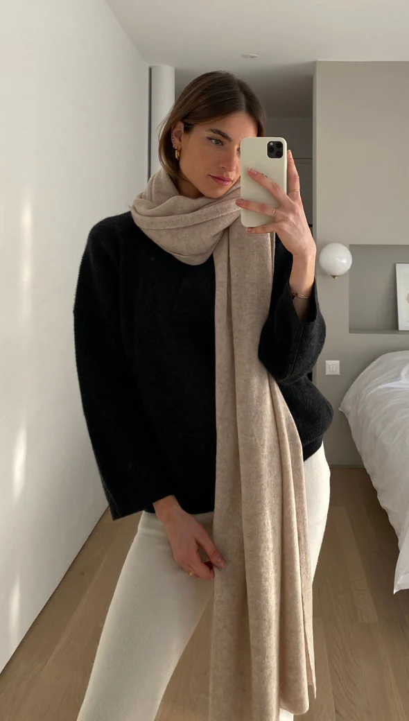 Cashmere Travel Wrap - Oatmeal - Image 4