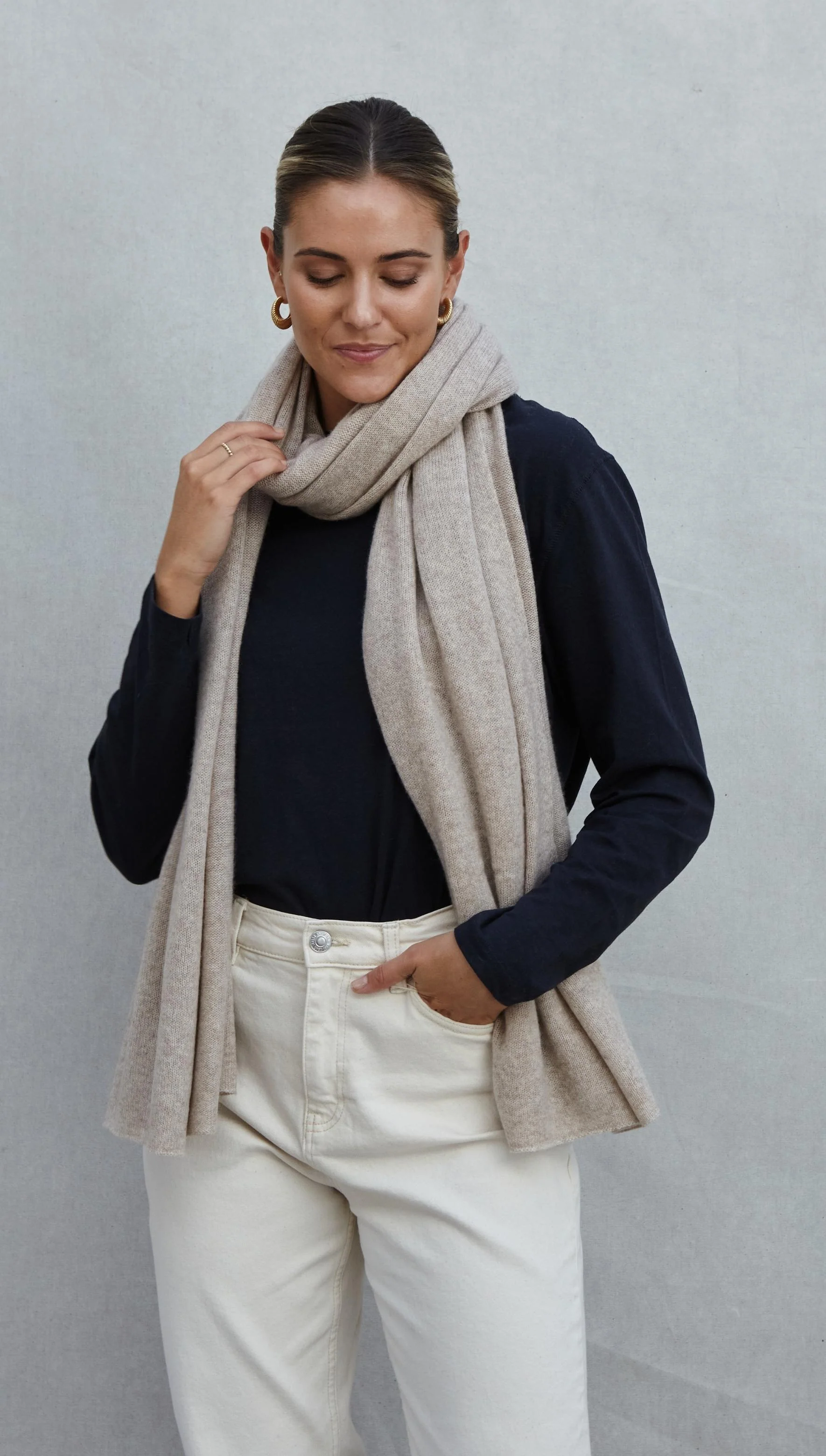 Cashmere Travel Wrap - Oatmeal - Image 9