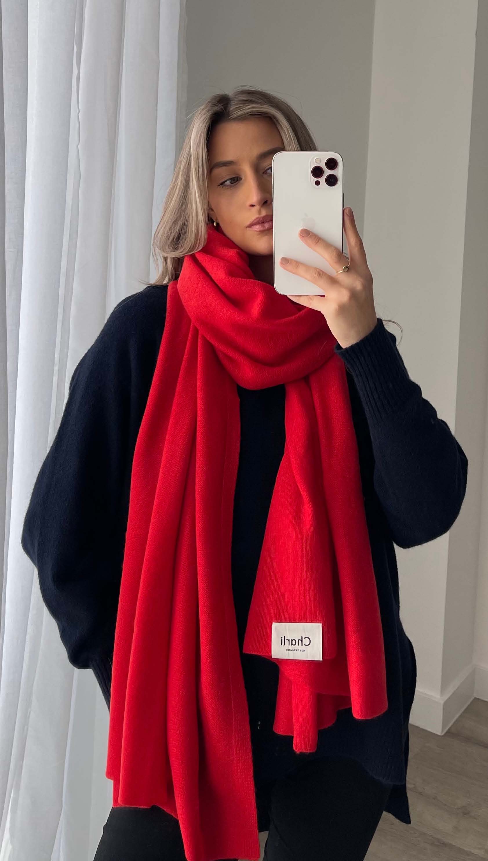 Cashmere Travel Wrap - Pomegranate - Image 3