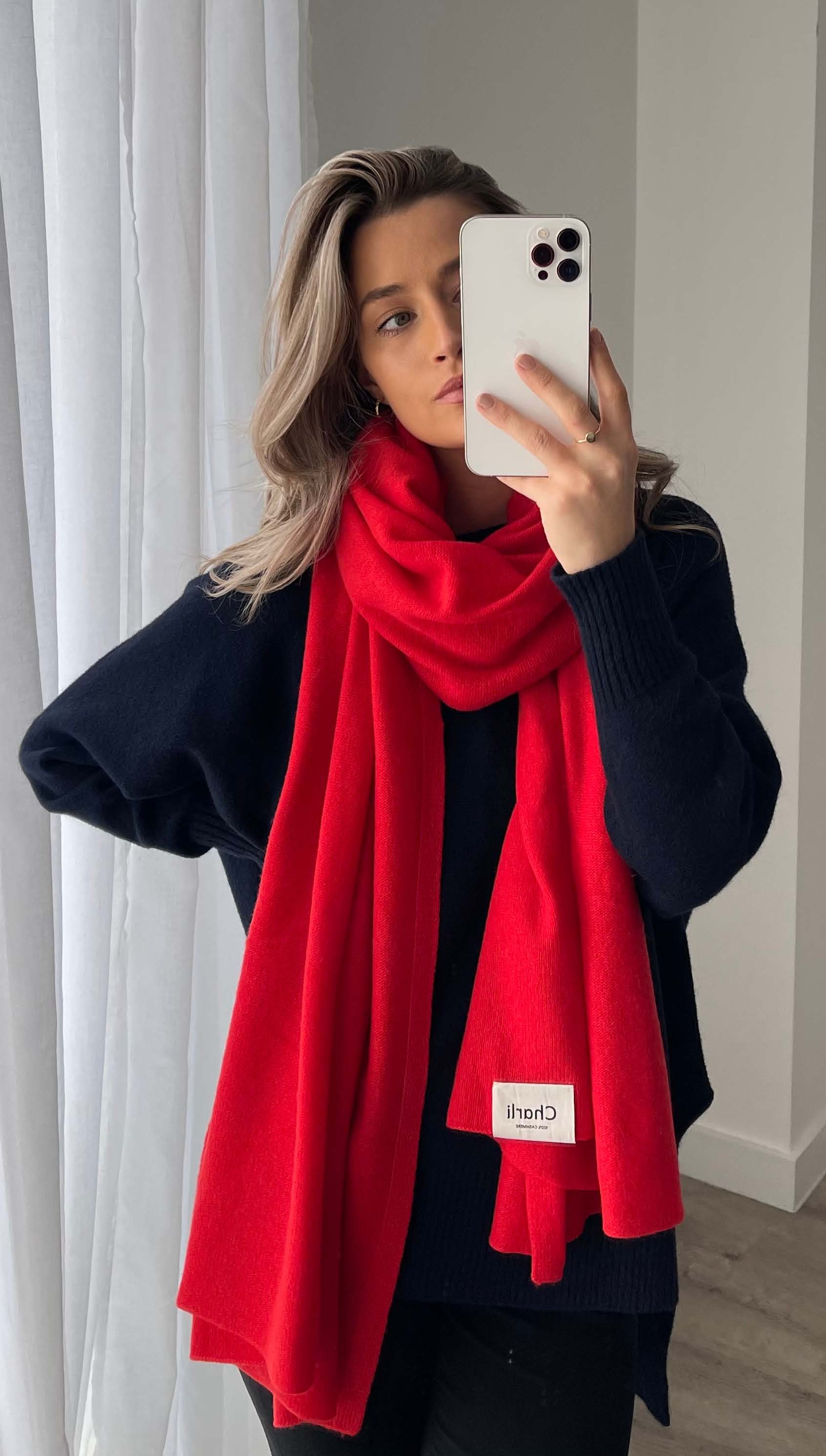 Cashmere Travel Wrap - Pomegranate - Image 5