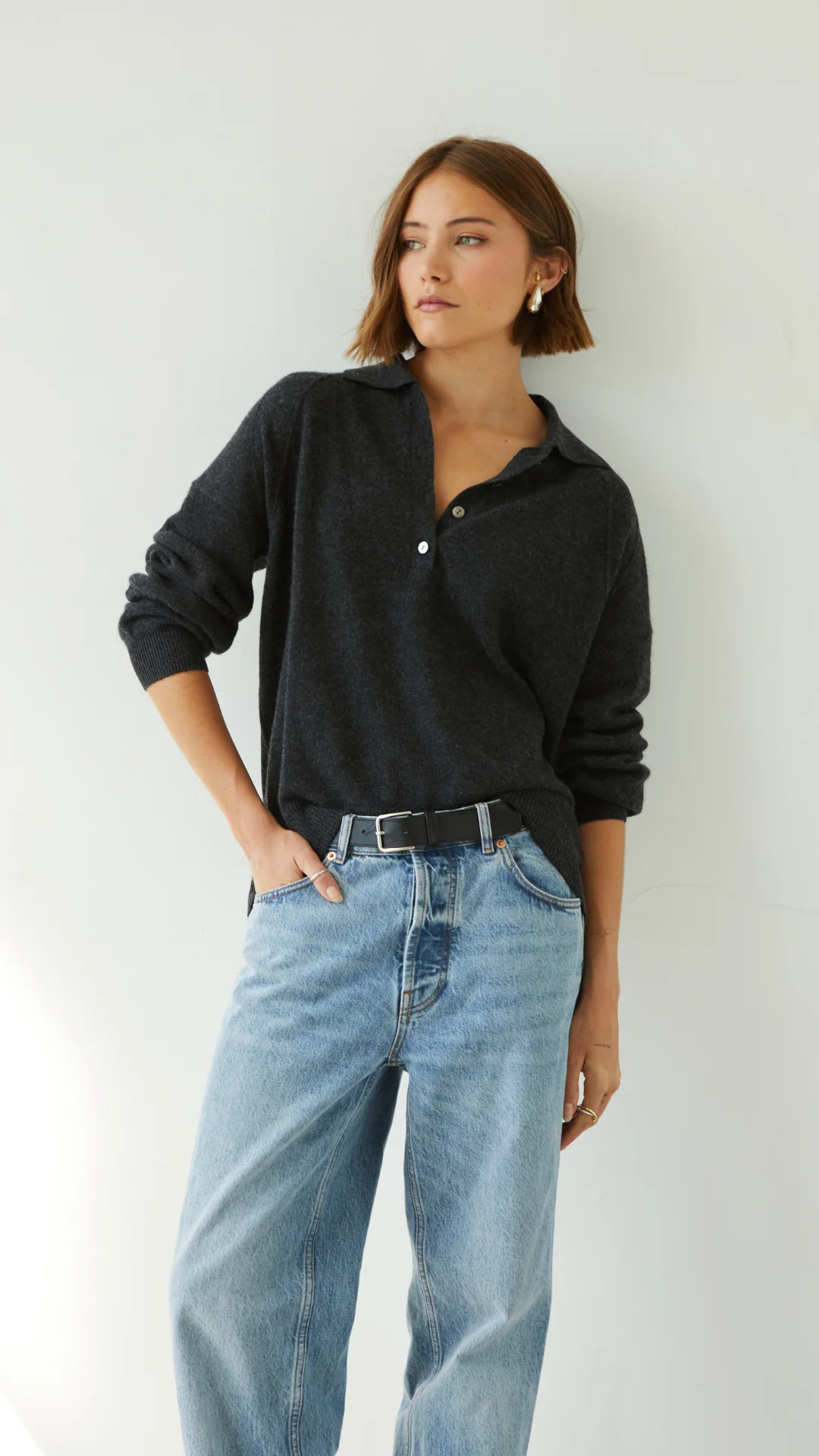 Caprice Cashmere Sweater - Dark Grey - Image 6