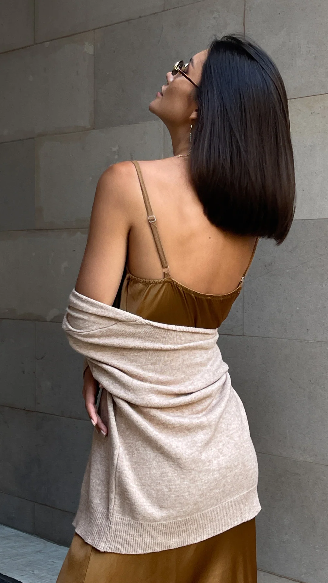 Iris Satin Dress - Caramel - Image 8