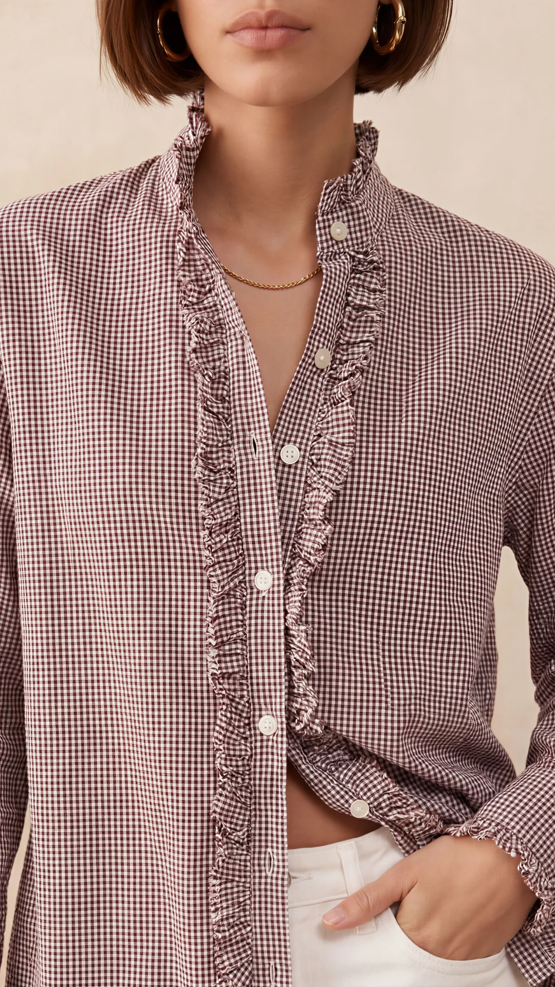 Daria Shirt - Brown Gingham - Image 2