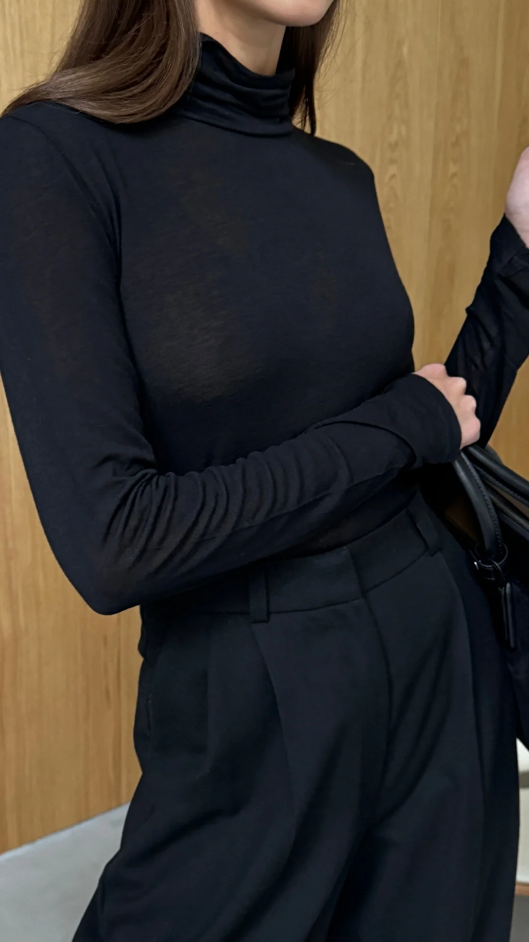 Demi Cashmere Jersey Top - Black - Image 6