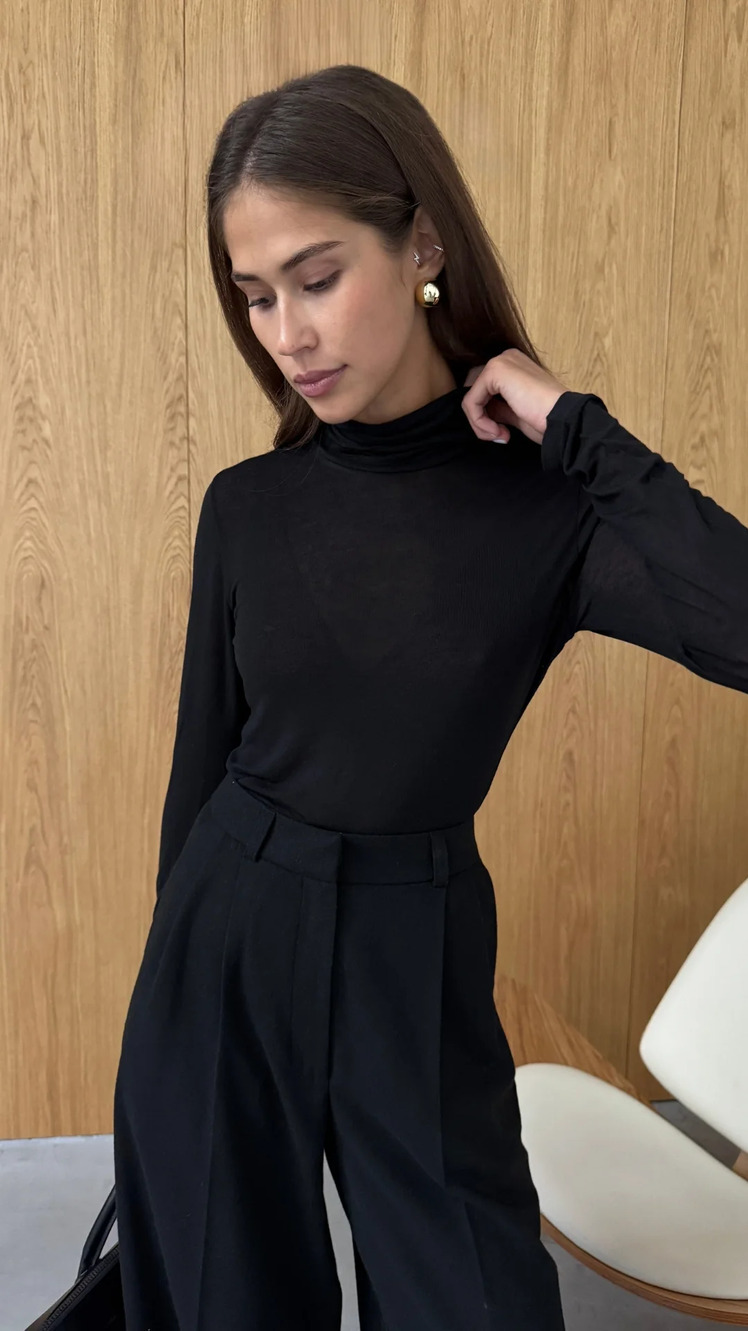 Demi Cashmere Jersey Top - Black - Image 7