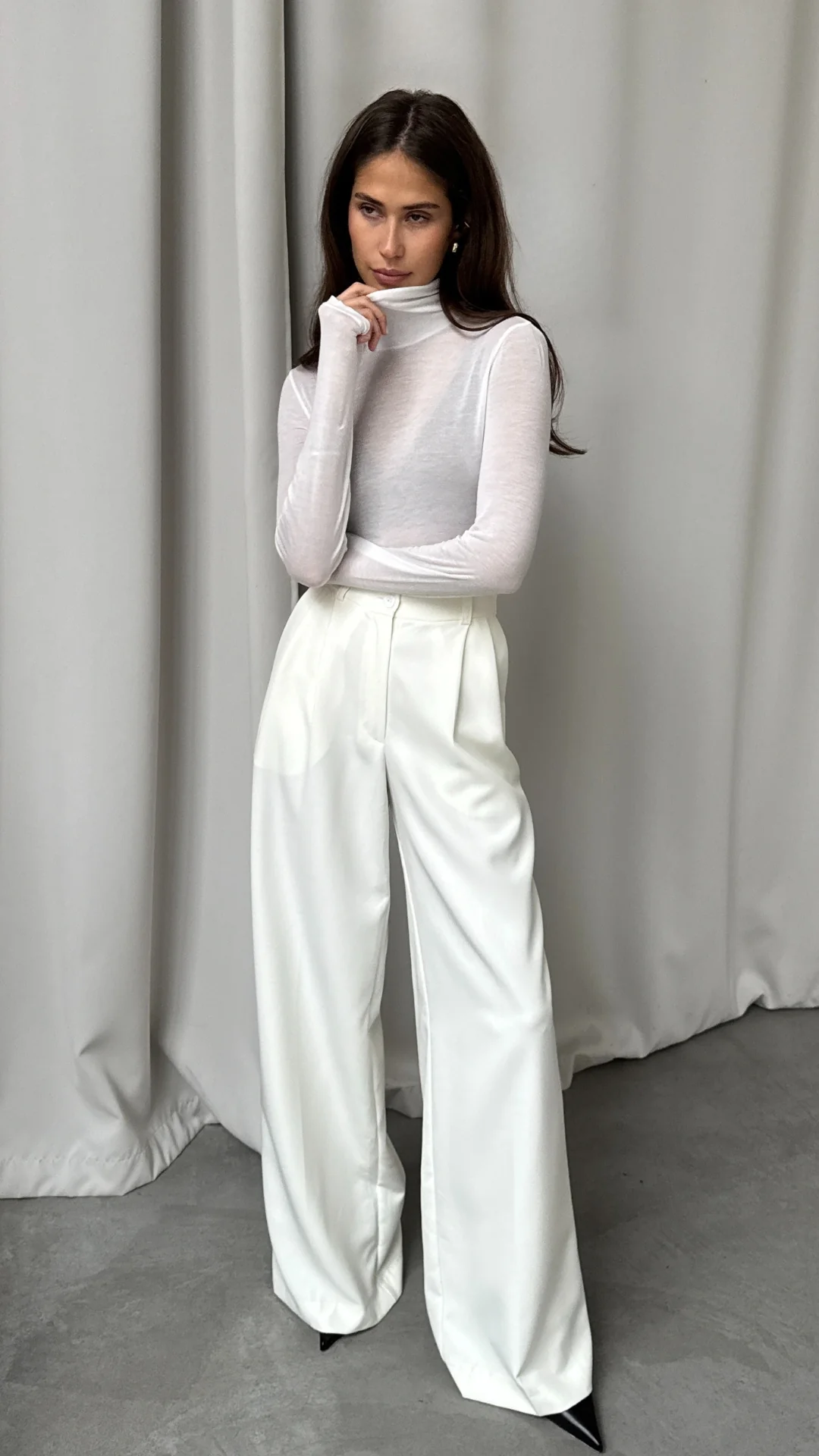 Demi Cashmere Jersey Top - White - Image 3