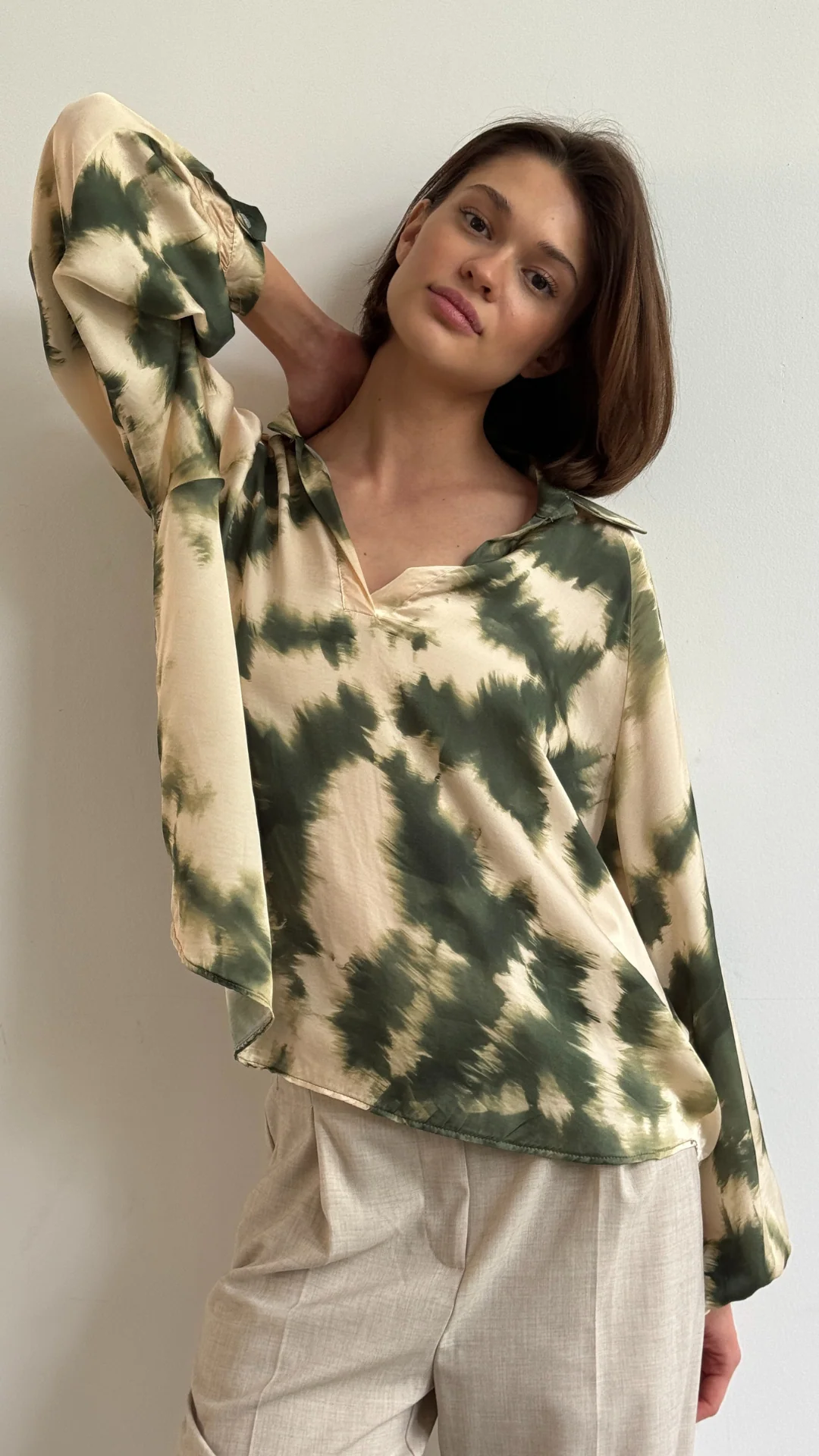 Eden Top - Khaki Tie Dye Print - Image 6
