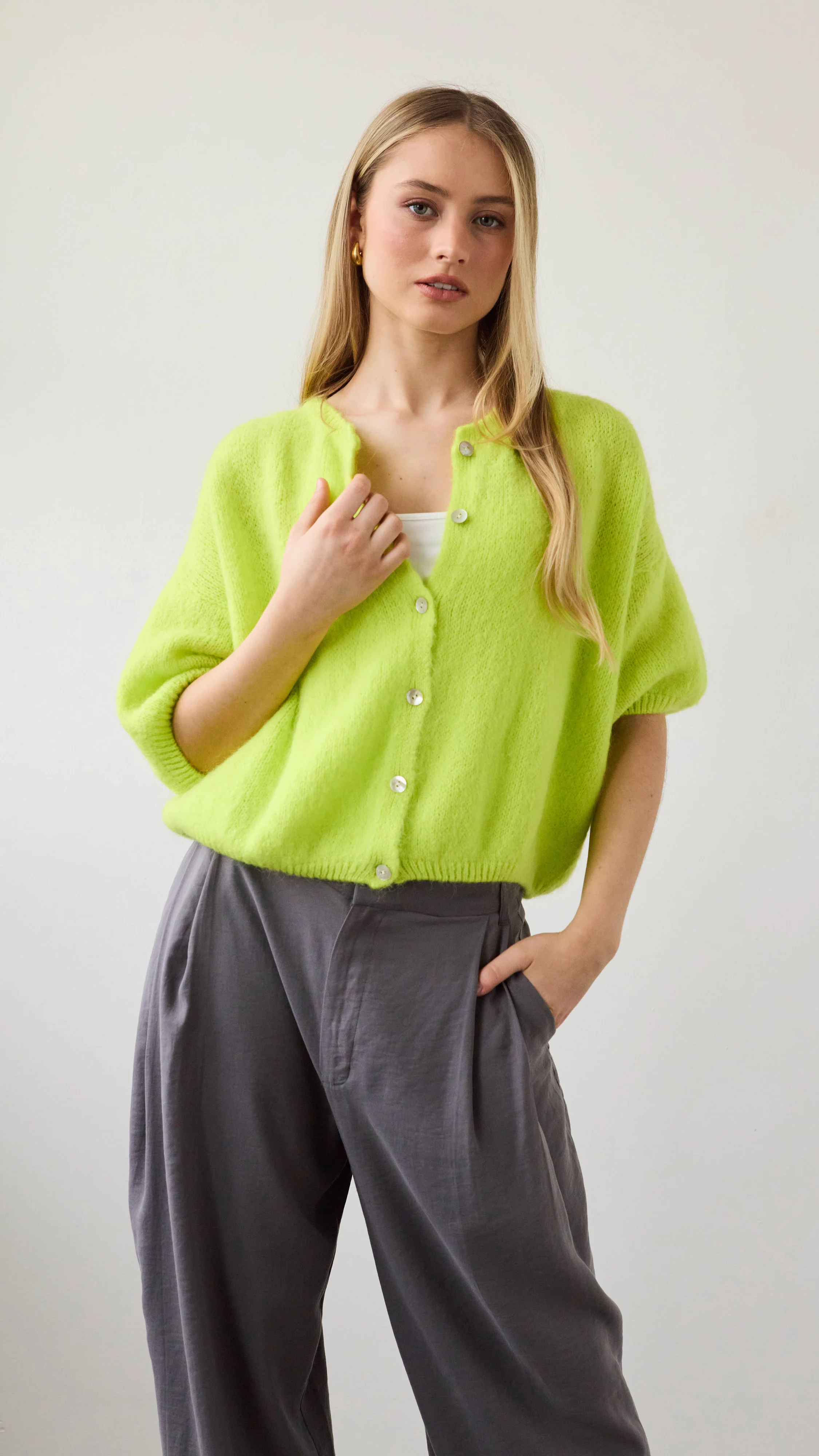 Emme Cardigan - Chartreuse - Image 3