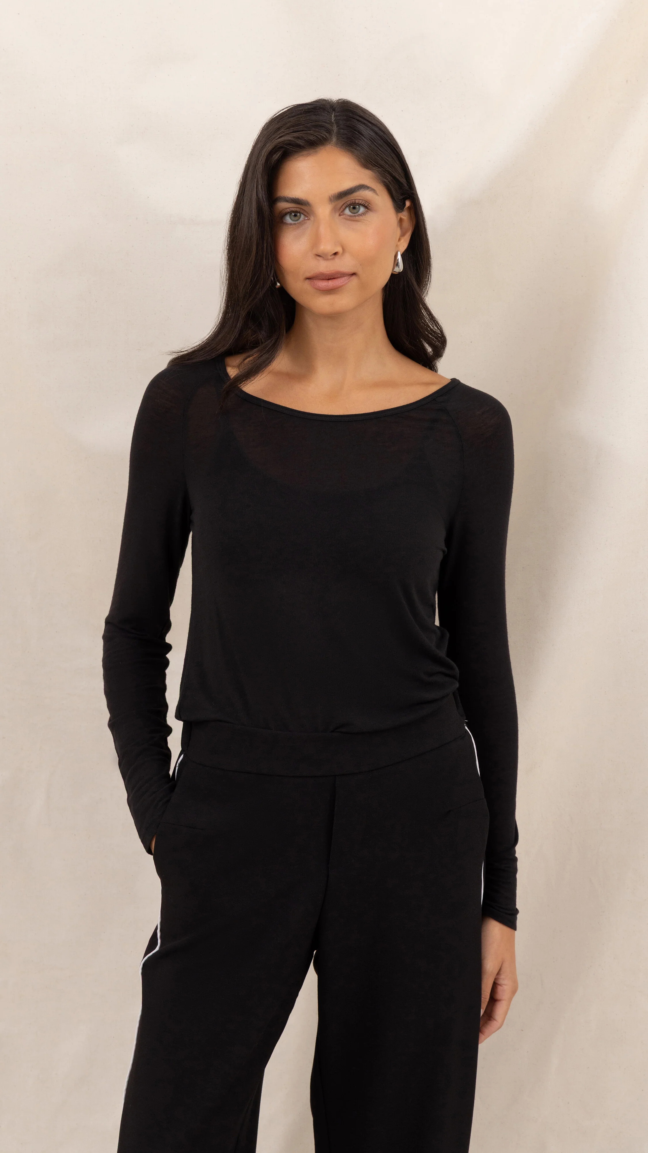 Esme Cashmere Jersey Top - Black - Image 6