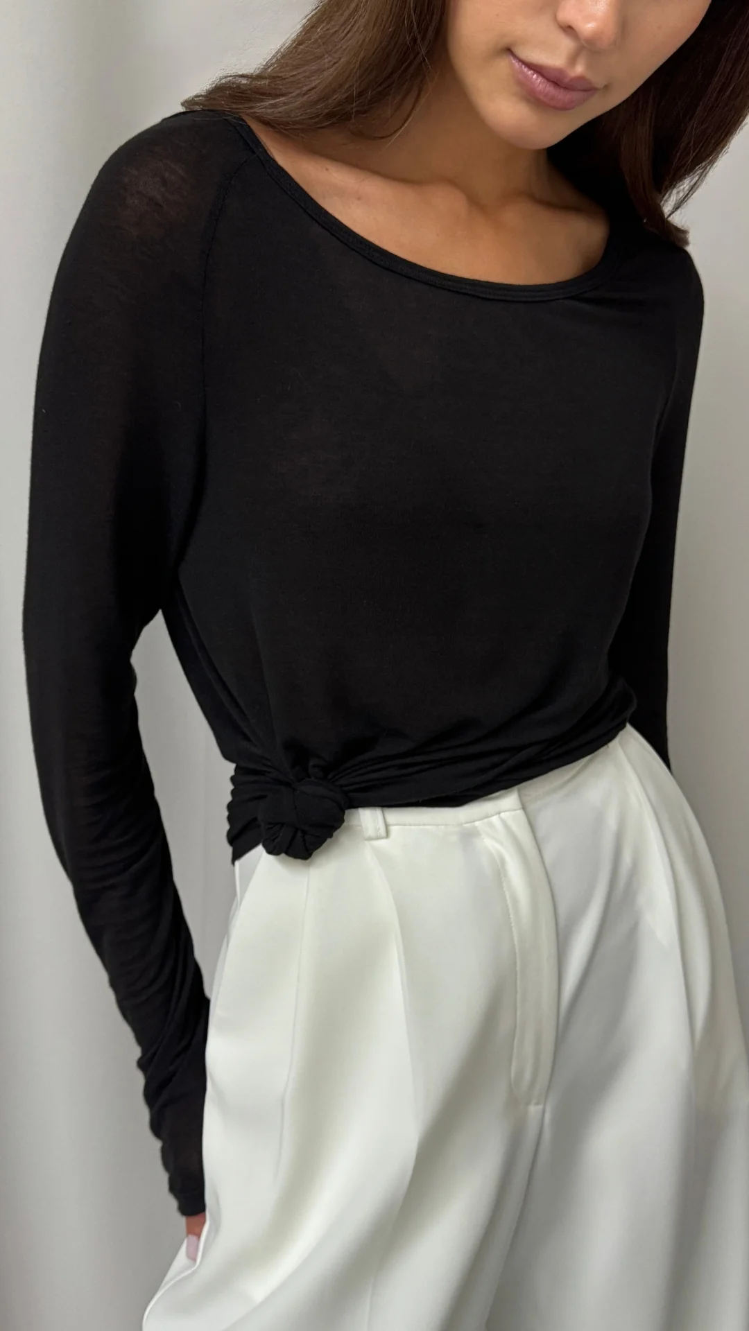 Esme Cashmere Jersey Top - Black - Image 8