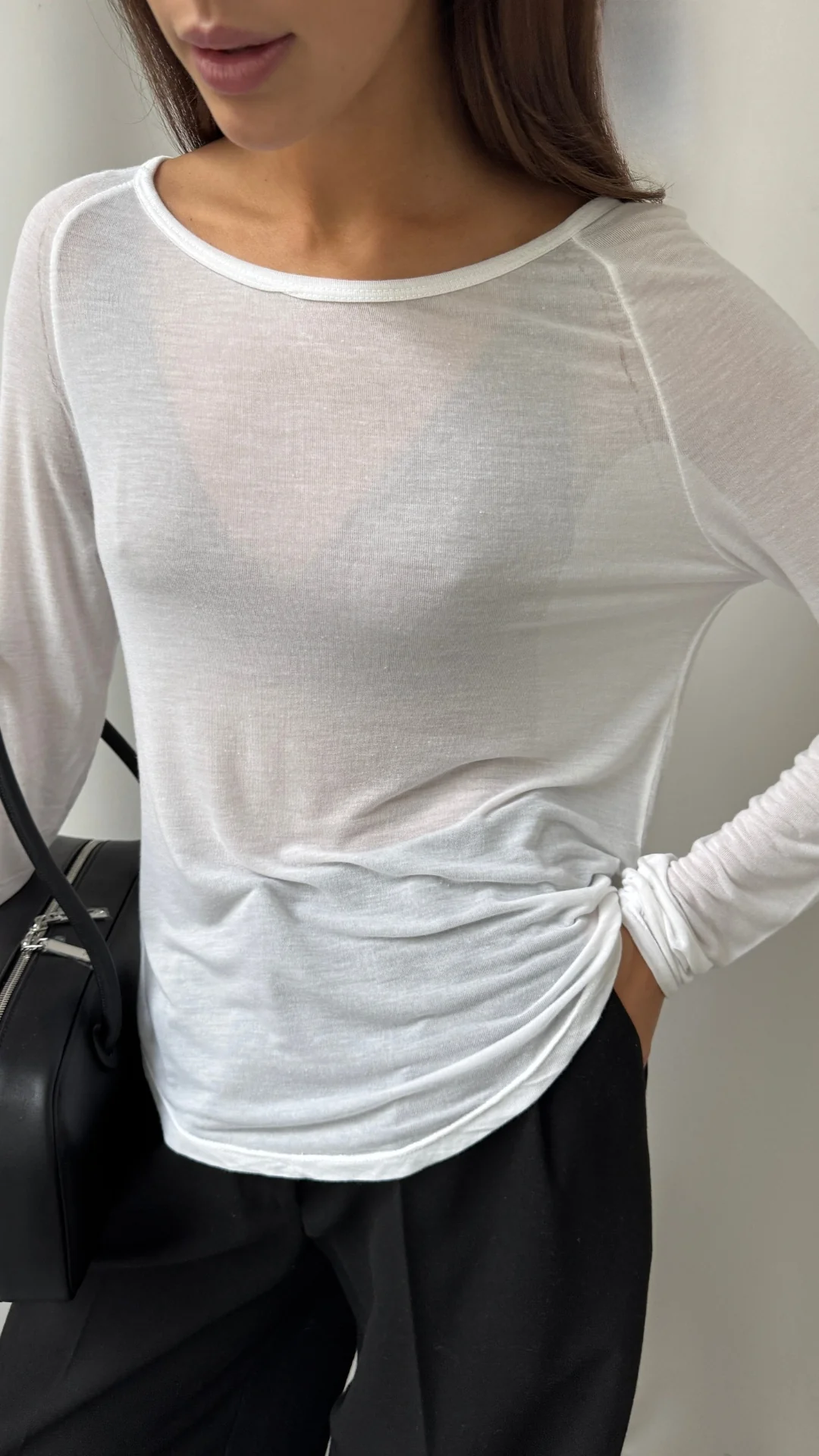 Esme Cashmere Jersey Top - White - Image 3