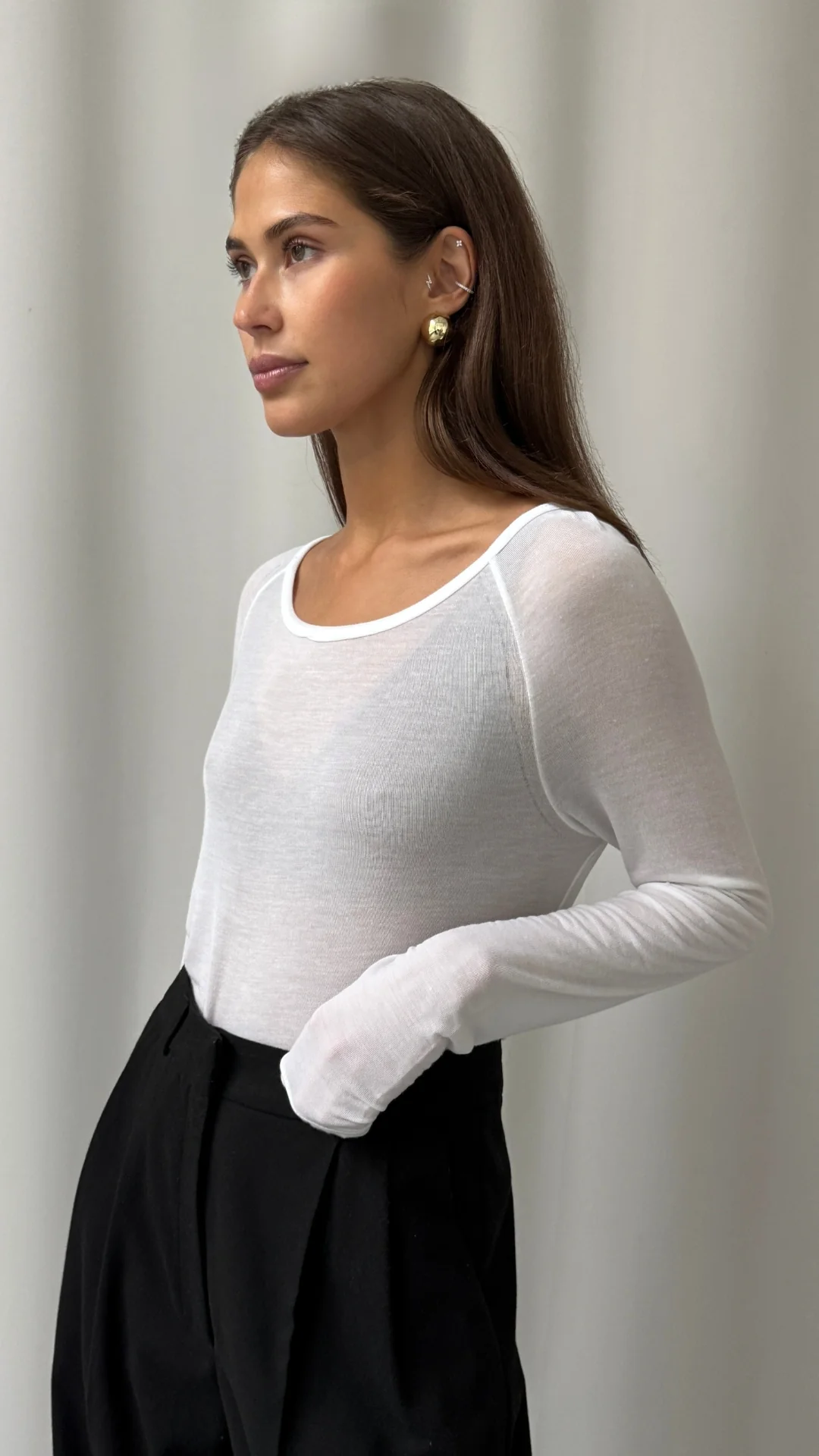 Esme Cashmere Jersey Top - White - Image 7