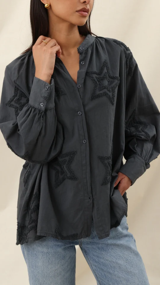 Estelle Star Detail Shirt  - Anthracite - Image 3