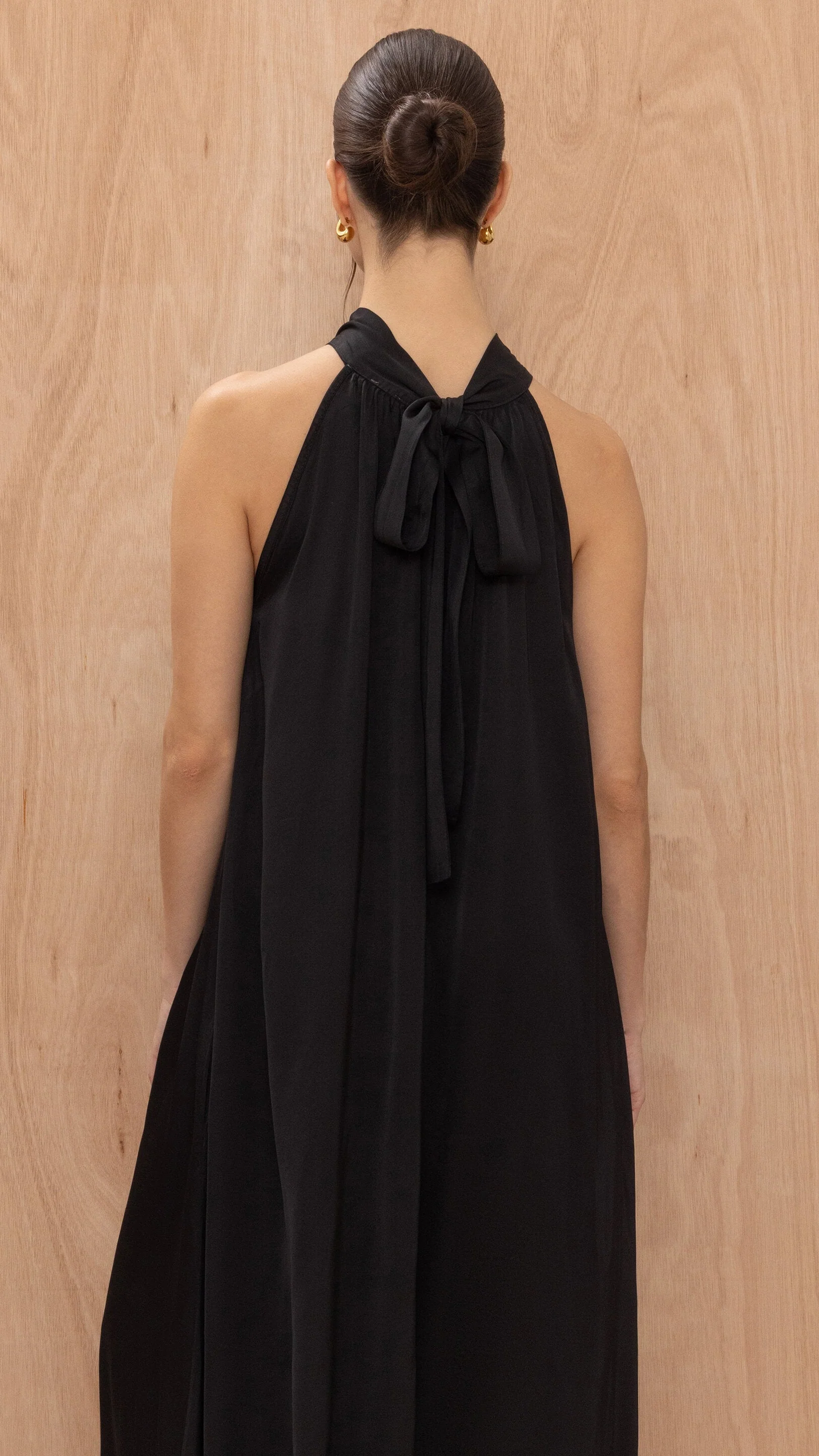 Everly Column Satin Dress - Black - Image 8
