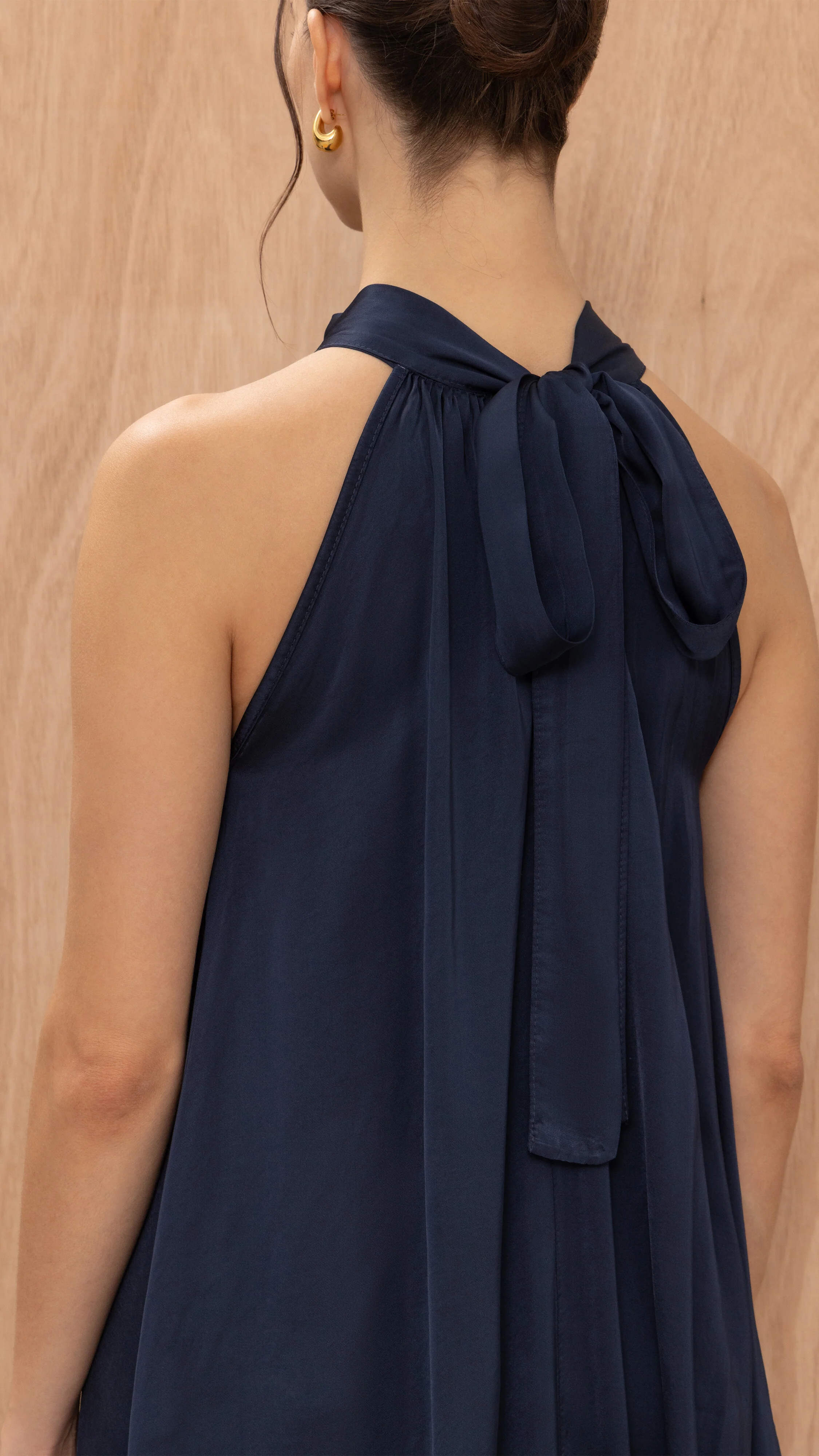 Everly  Column Satin Dress - Deep Navy - Image 5