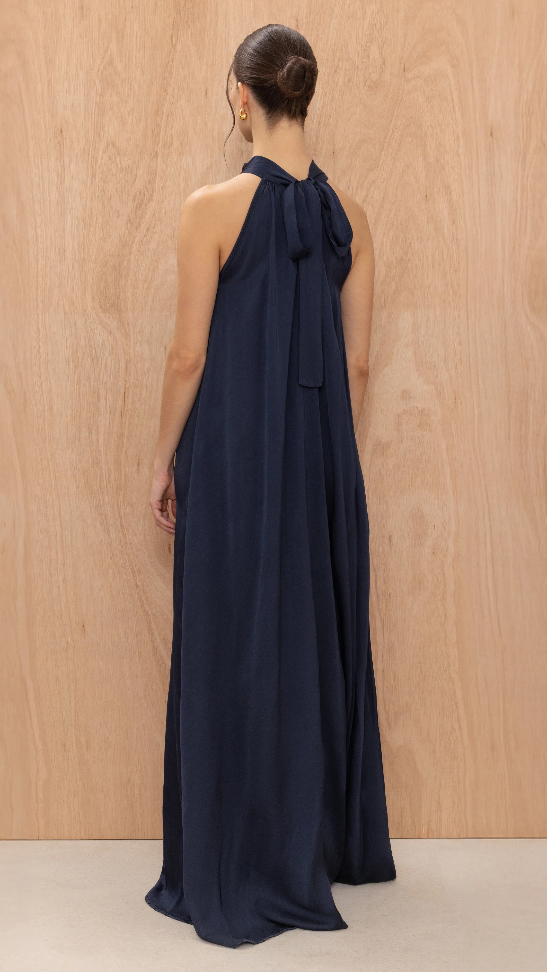 Everly  Column Satin Dress - Deep Navy - Image 6