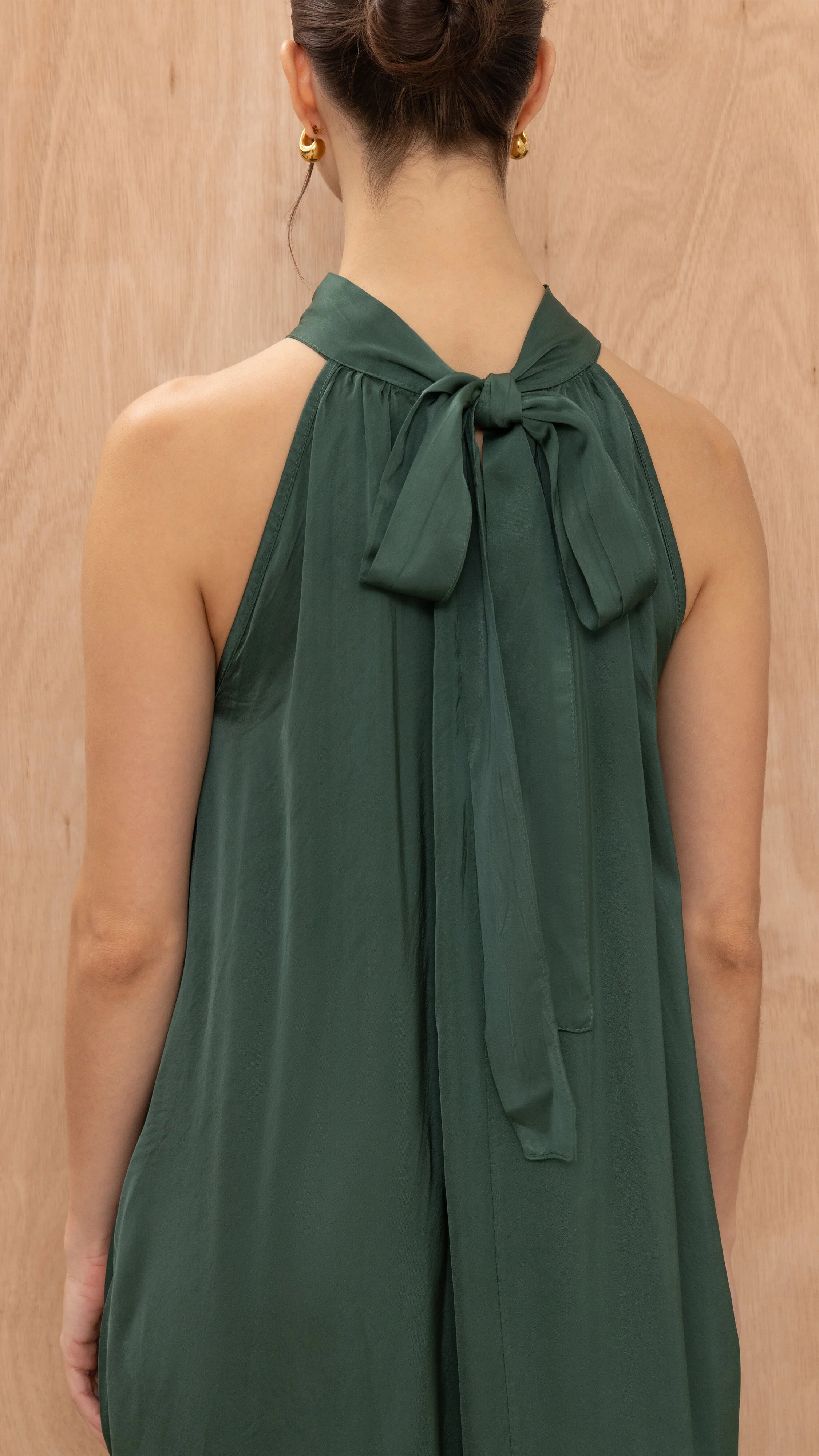 Everly Column Satin Dress - Emerald Green - Image 6
