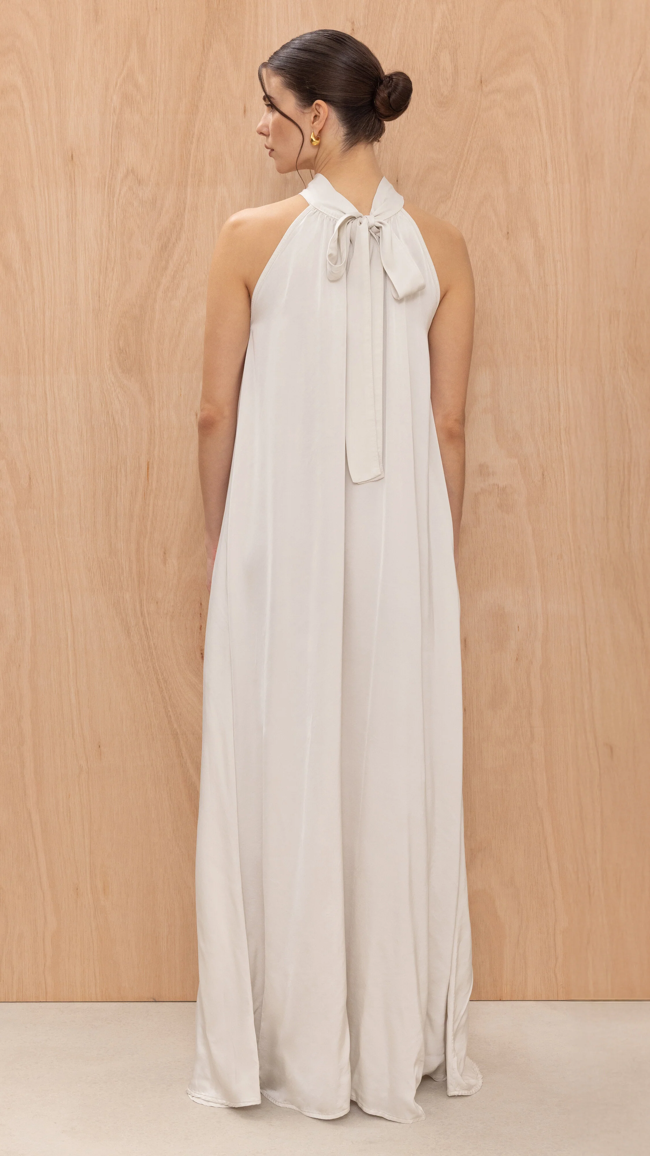 Everly Column Satin Dress - Oyster - Image 3