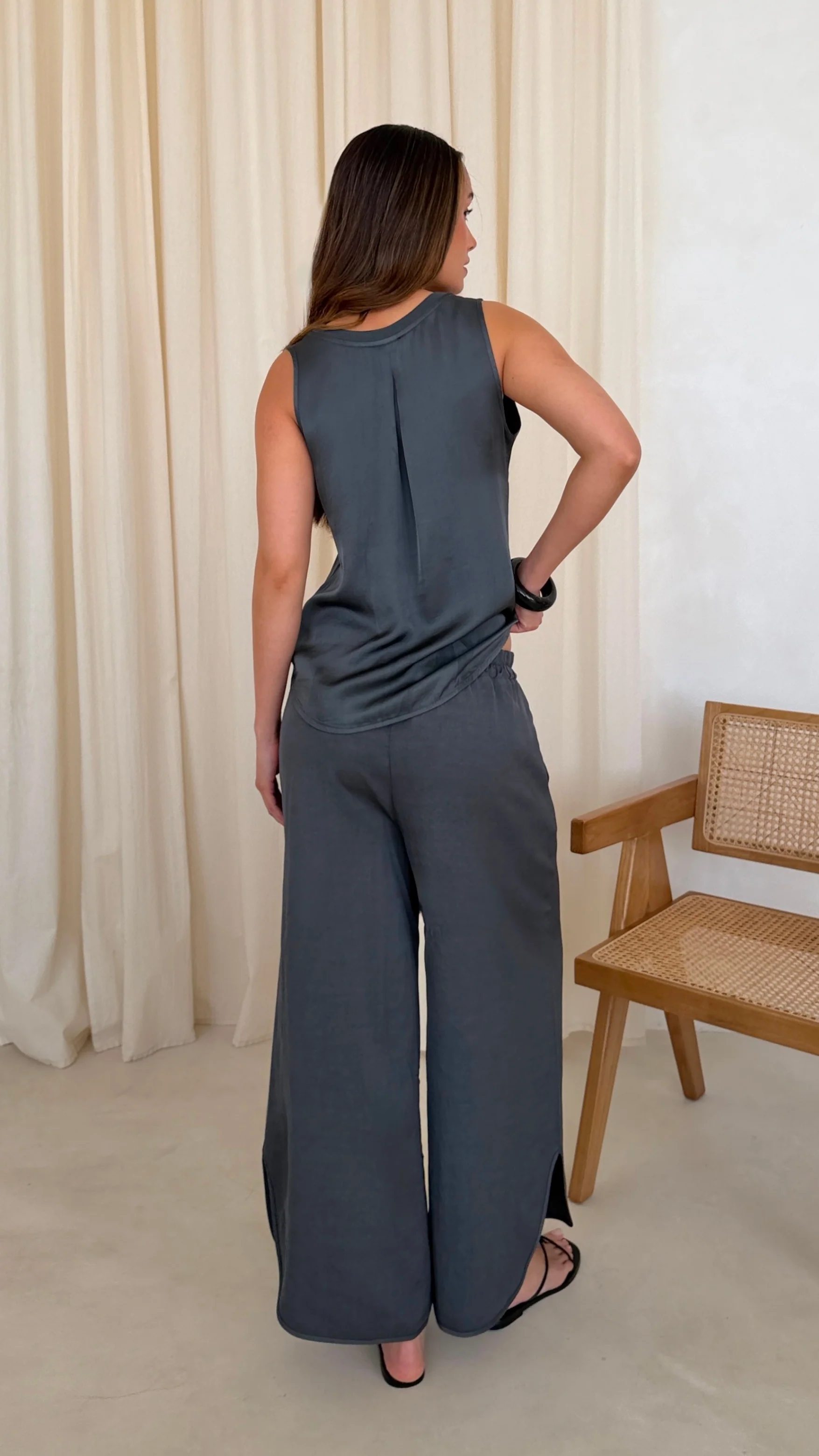 Fione Tencel Linen Top - Carbon - Image 13