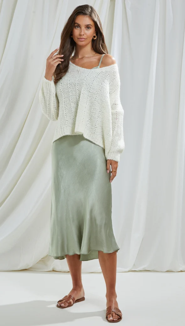 Iris Satin Dress - Eucalyptus - Image 10