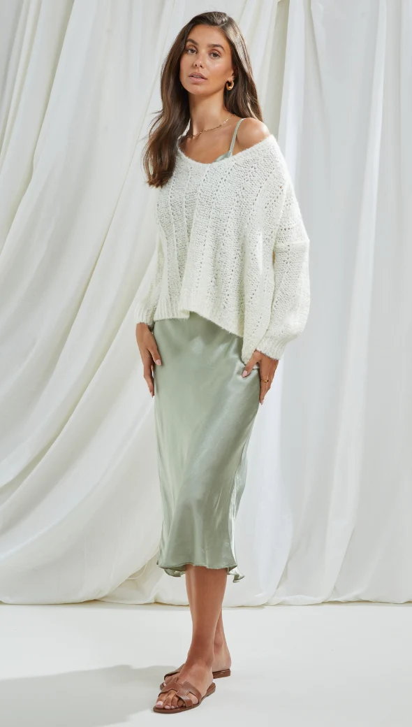 Iris Satin Dress - Eucalyptus - Image 9