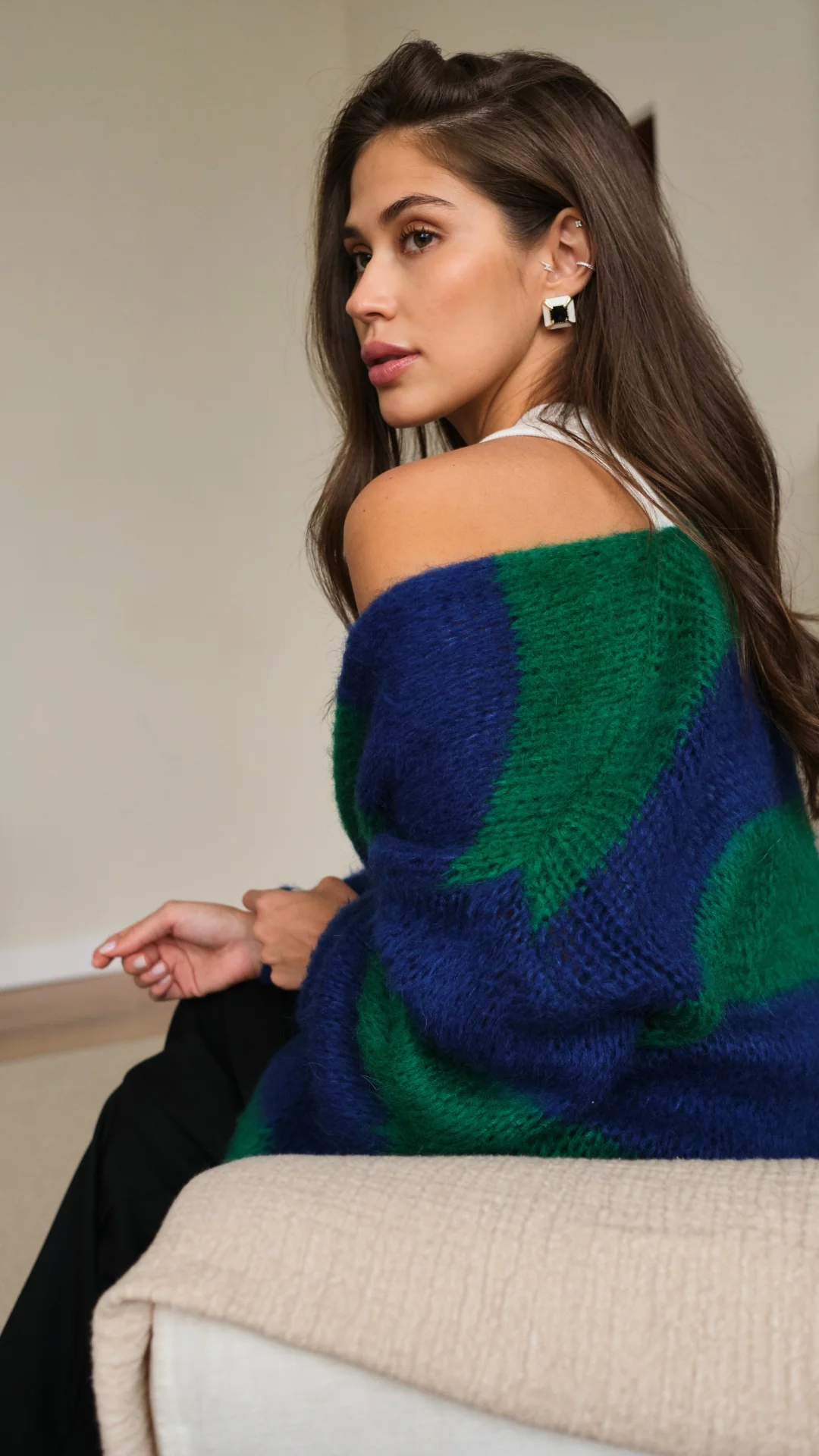 Kay Cardigan - Emerald Blue Marine Stripes - Image 5